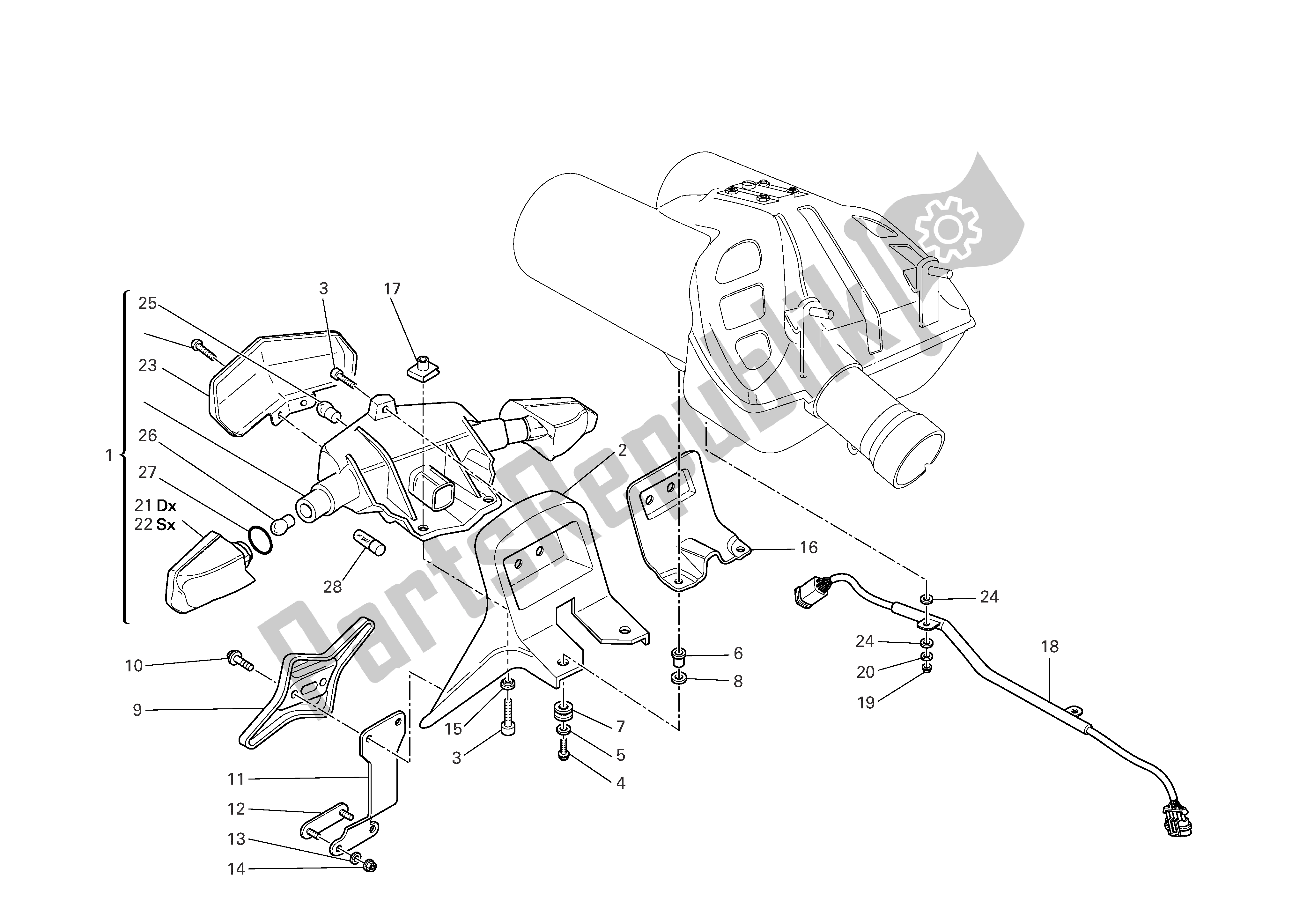 Todas las partes para Soporte De Matrícula - Luz Trasera de Ducati Multistrada 1000 2003