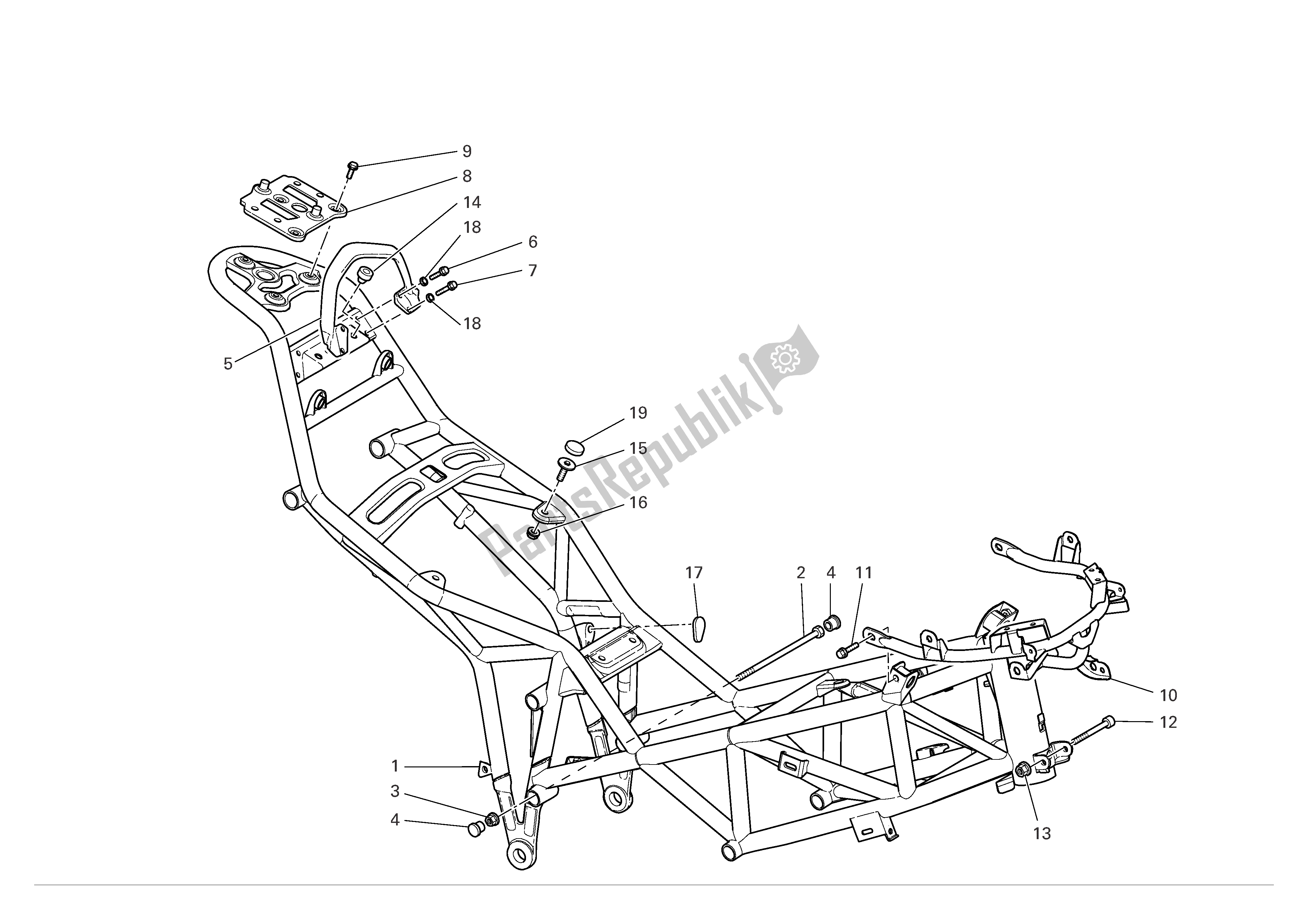 Todas as partes de Quadro, Armação do Ducati Multistrada 1000 2004