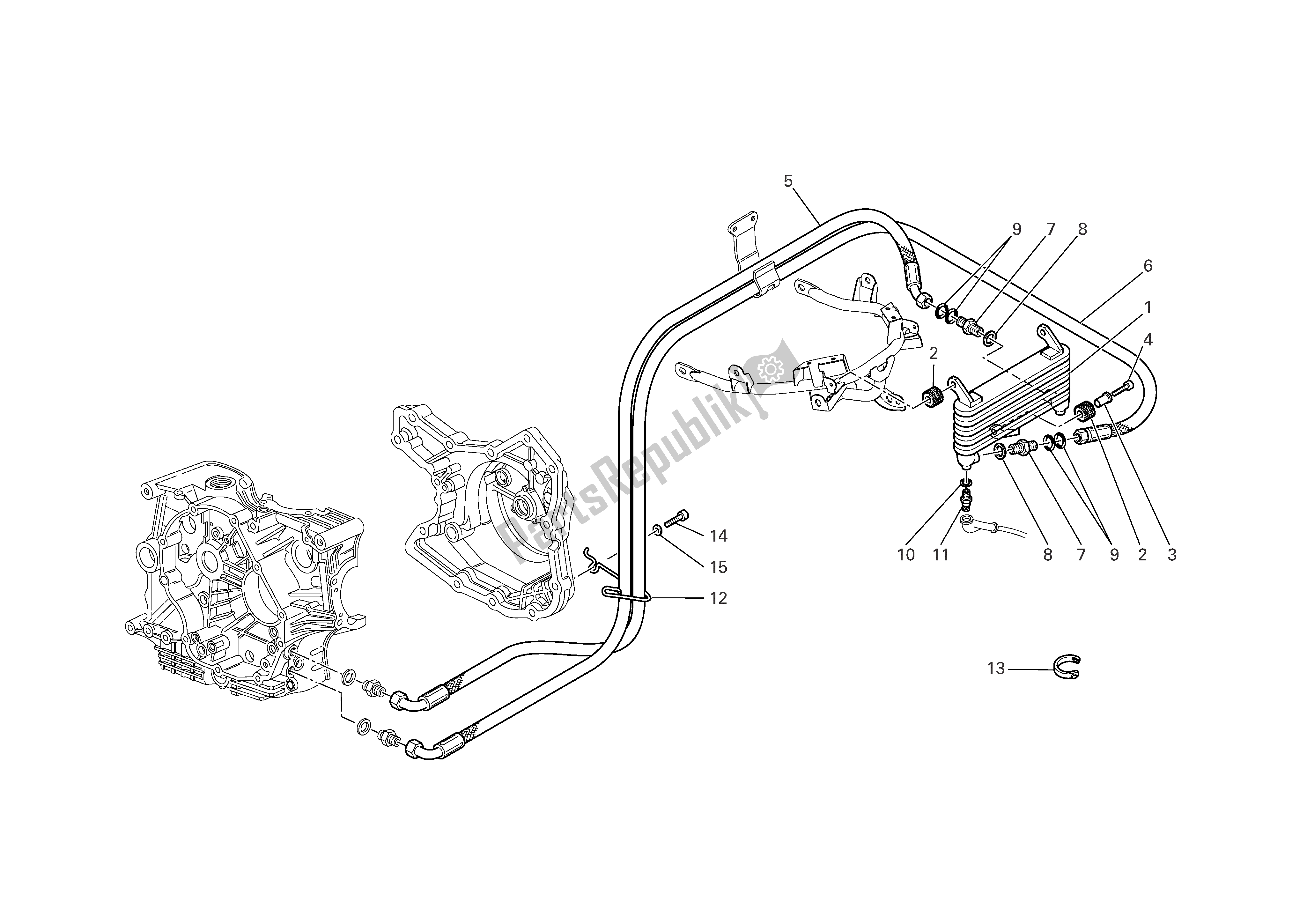 Tutte le parti per il Radiatore Dell'olio del Ducati Multistrada 1000 2004