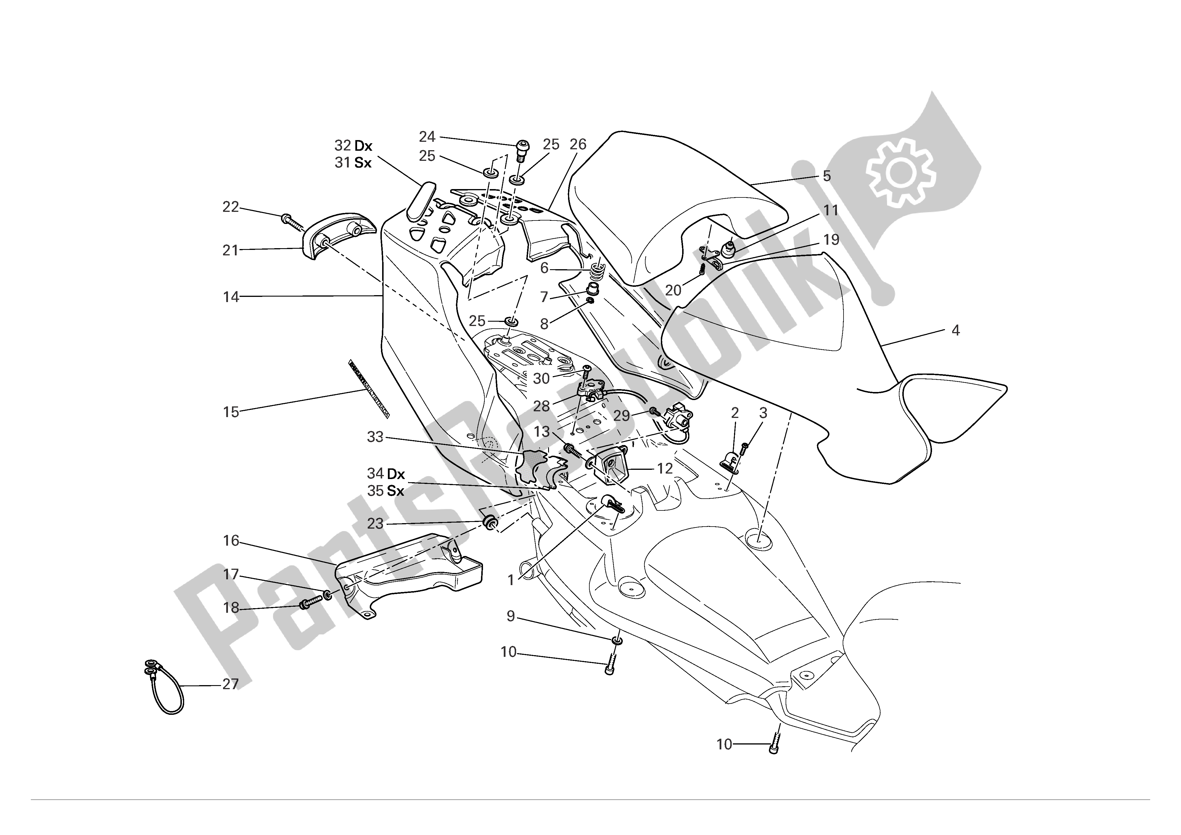 Toutes les pièces pour le Siège du Ducati Multistrada 1000 2004