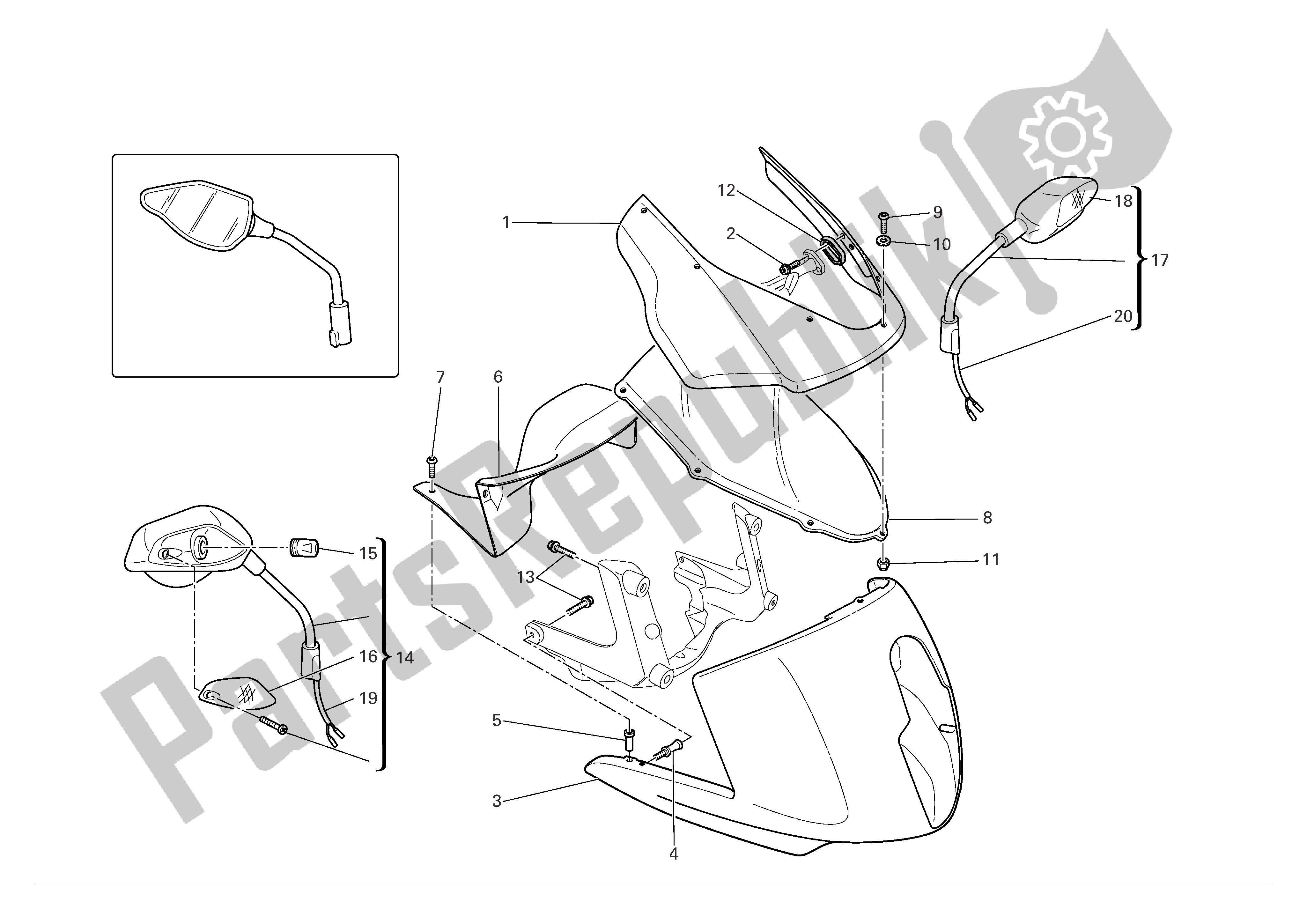 Tutte le parti per il Carenatura Del Faro del Ducati Multistrada 1000 2004