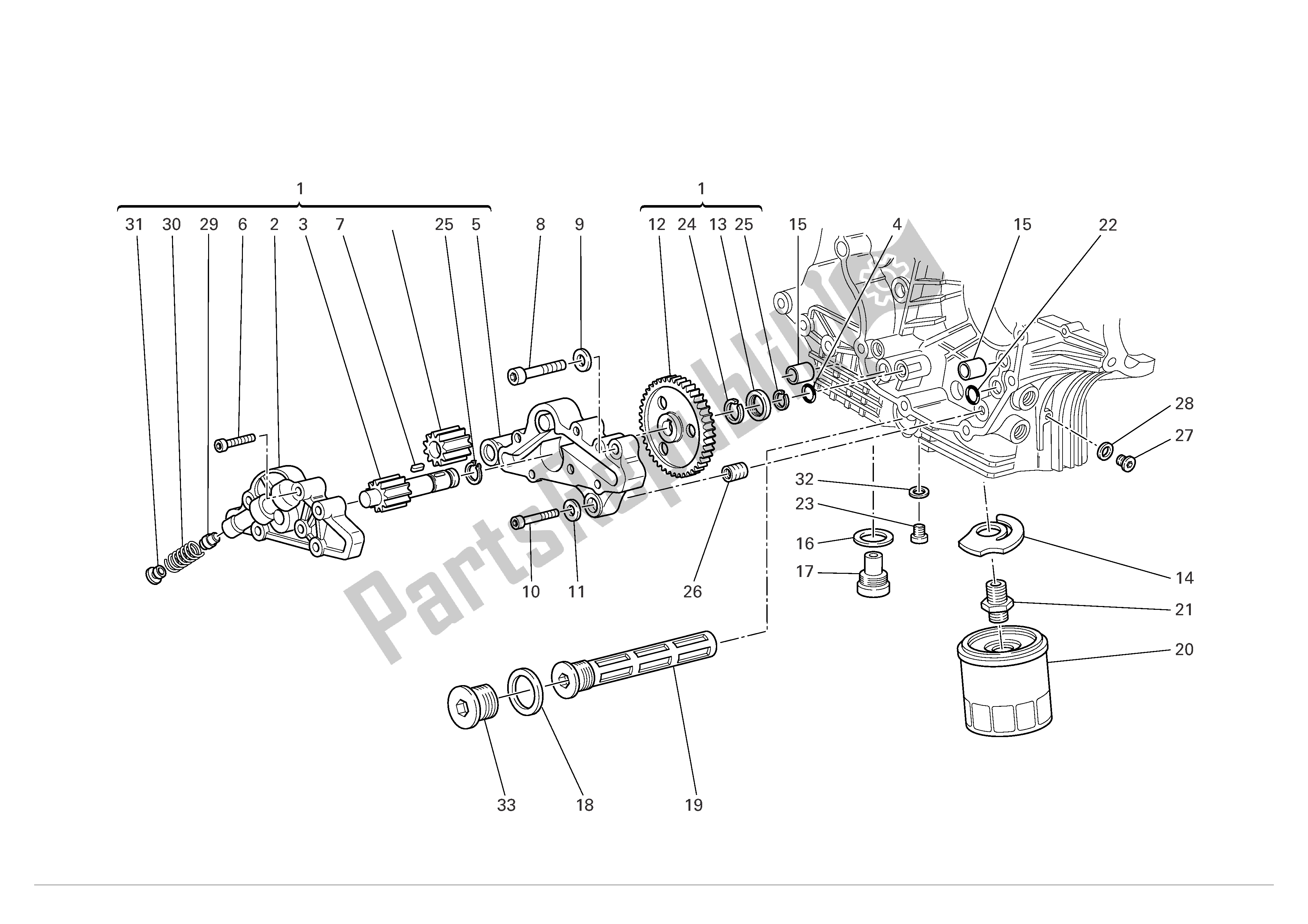 Tutte le parti per il Filtri E Pompa Dell'olio del Ducati Multistrada 1000 2004