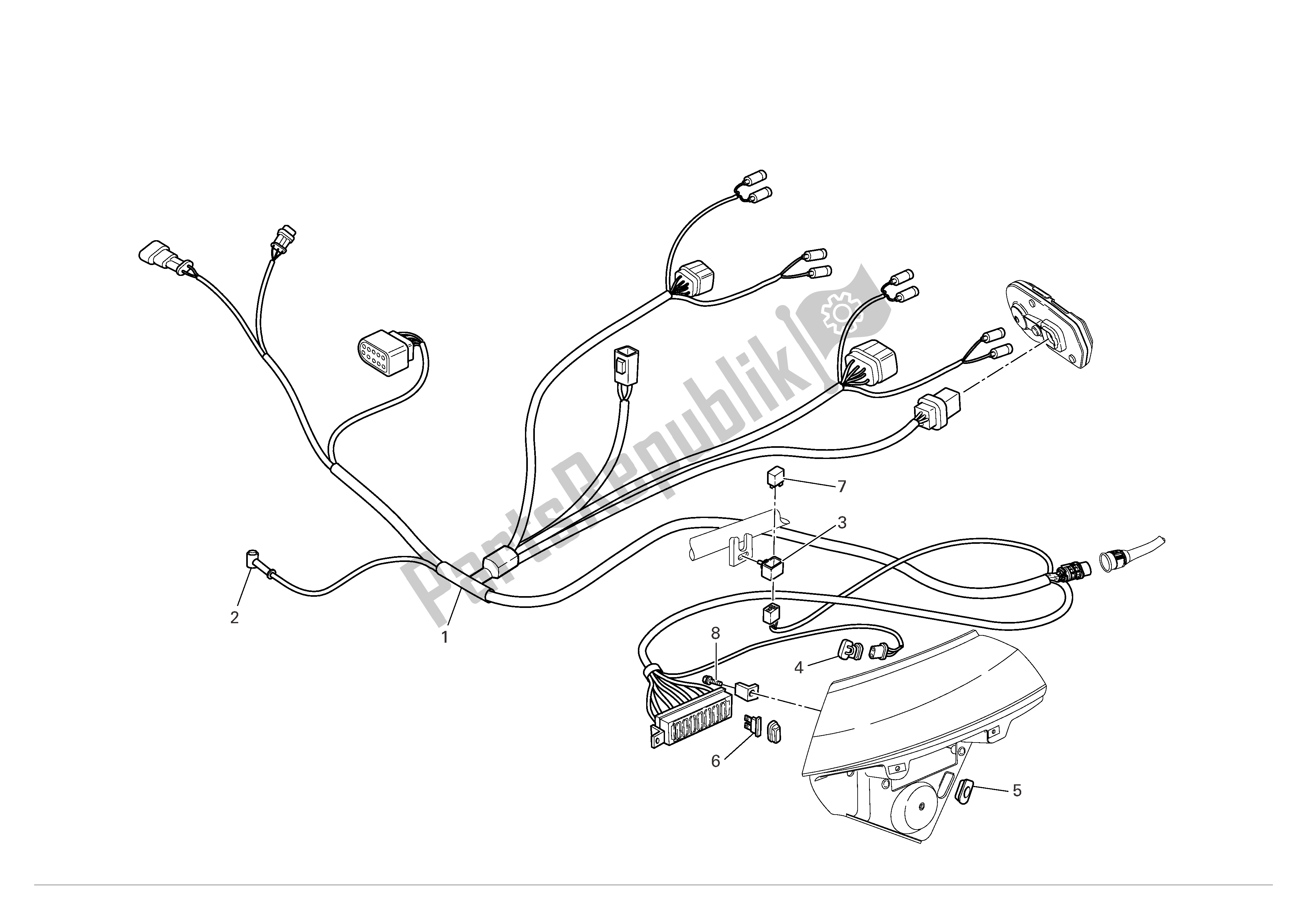 Tutte le parti per il Cablaggio Frontale del Ducati Multistrada 1000 2004