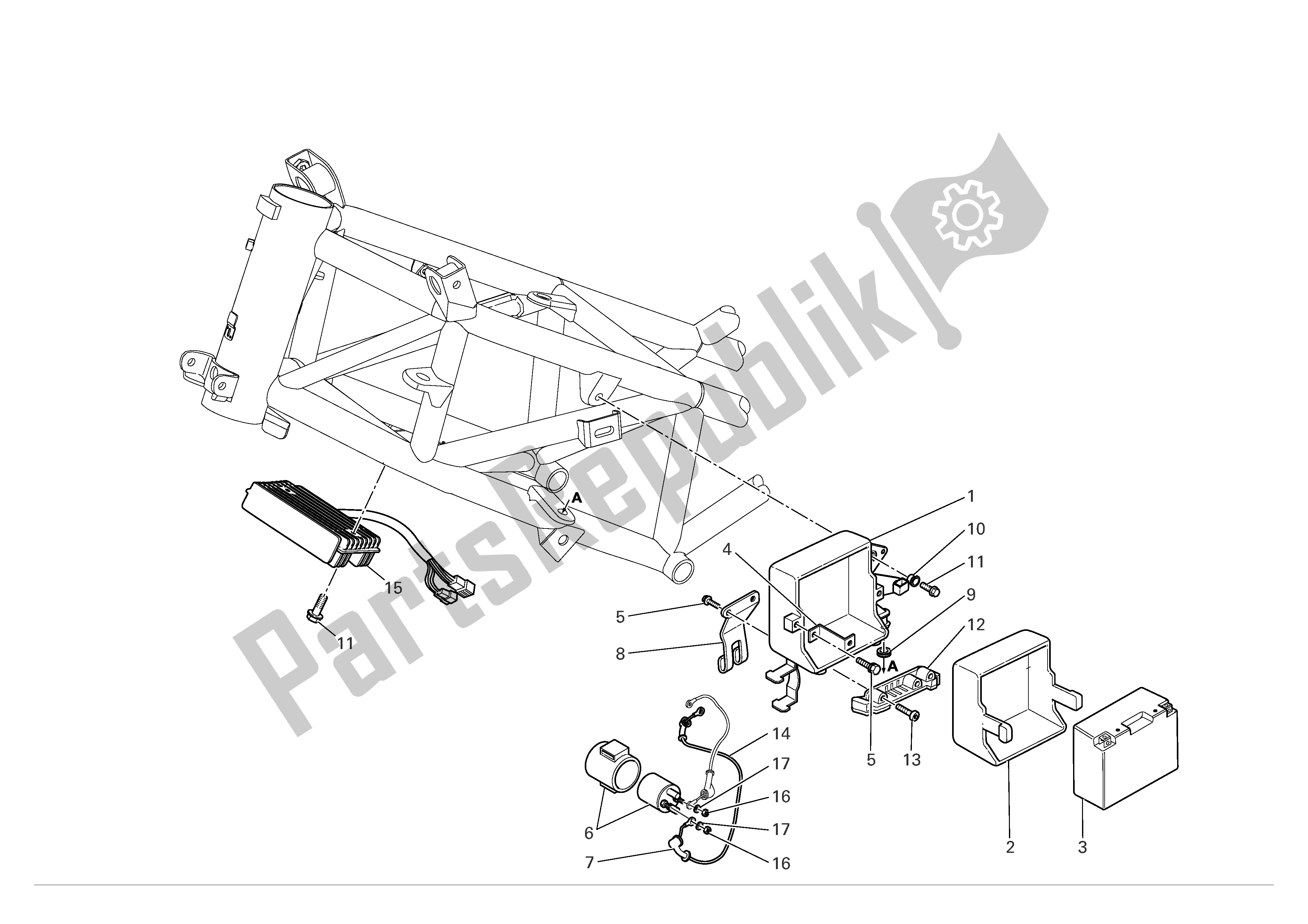 Tutte le parti per il Supporto Batteria del Ducati Multistrada 1000 2004