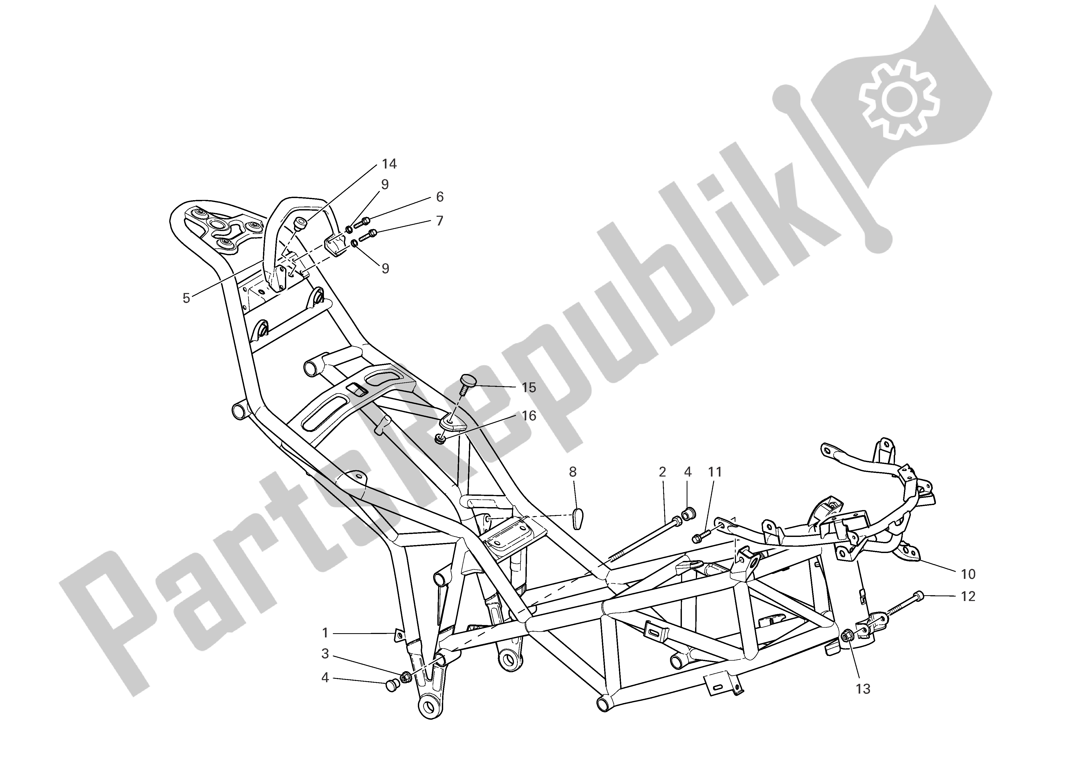 Tutte le parti per il Telaio del Ducati Multistrada 1000 2006