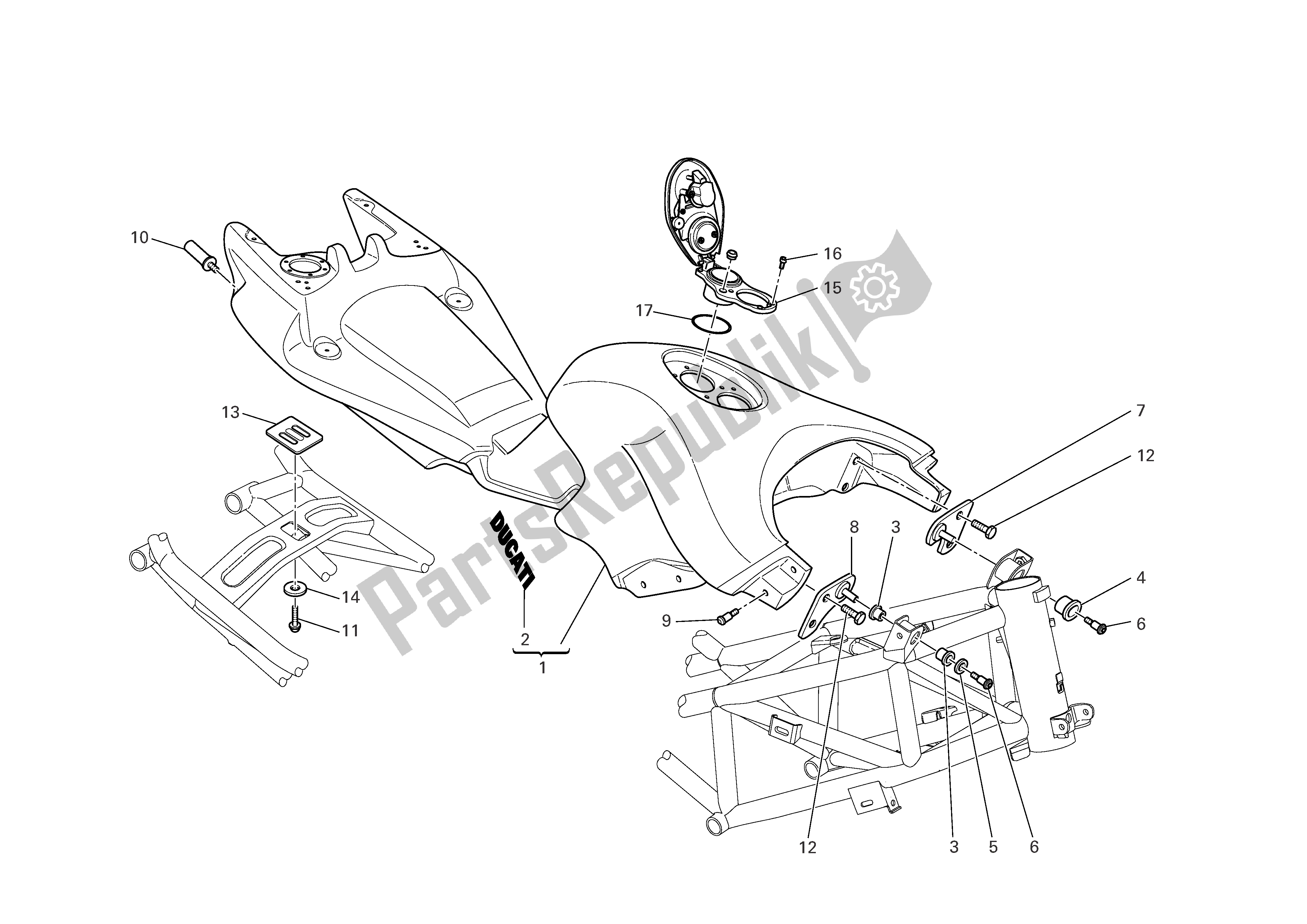 Todas las partes para Depósito De Combustible de Ducati Multistrada 1000 2006