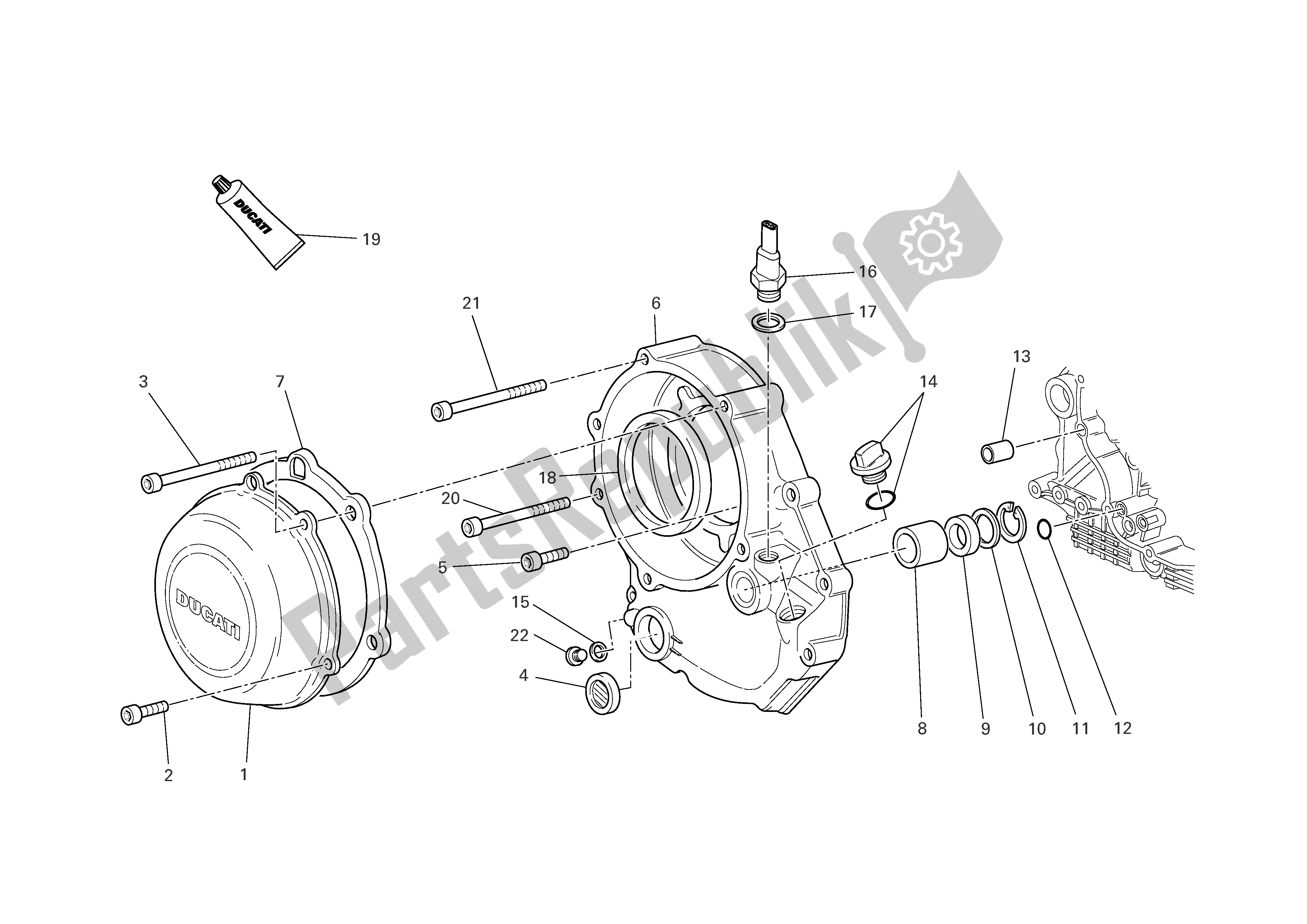 Tutte le parti per il Coperchio Carter Lato Frizione del Ducati Multistrada 1000 2006