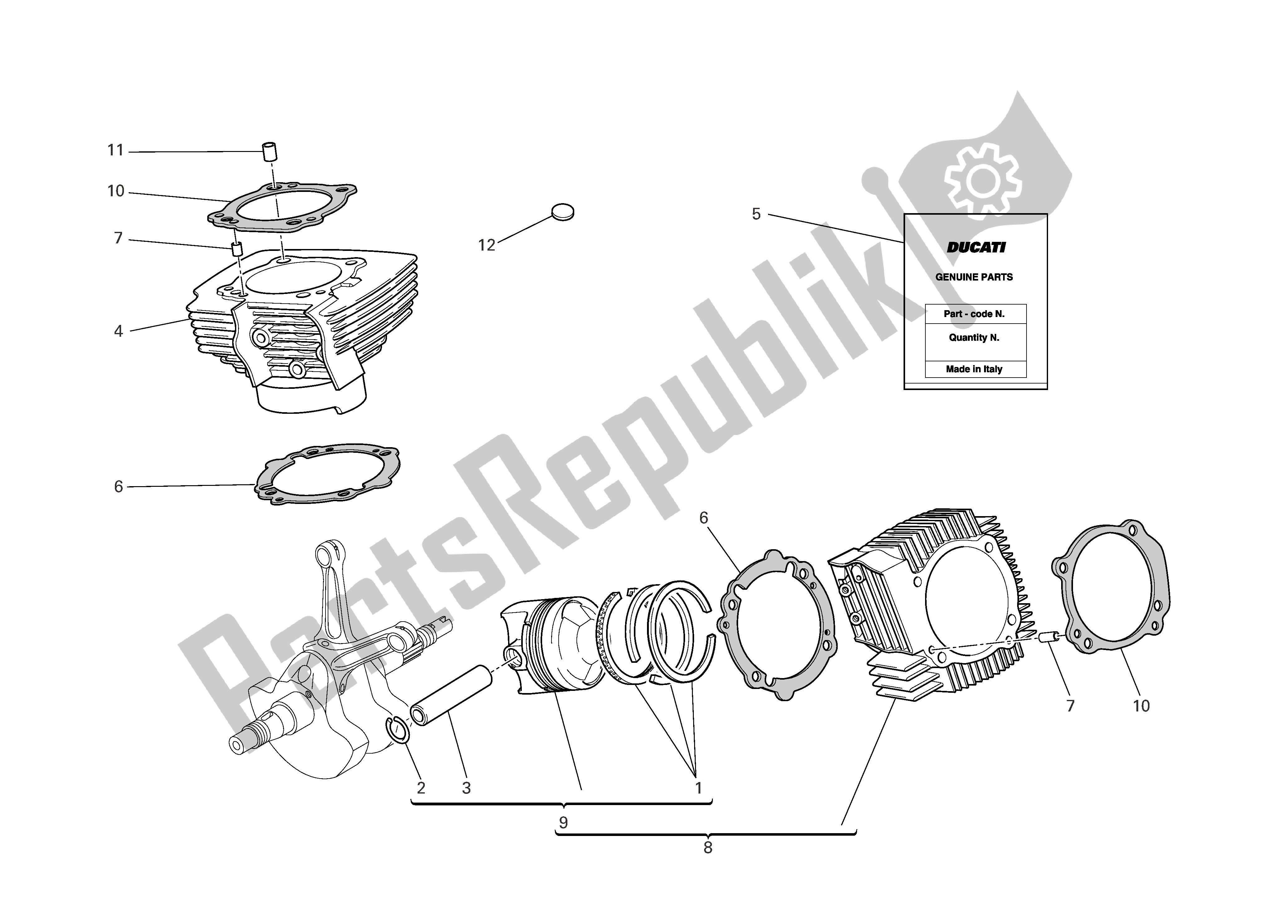 Tutte le parti per il Cilindri - Pistoni del Ducati Multistrada 1000 2006