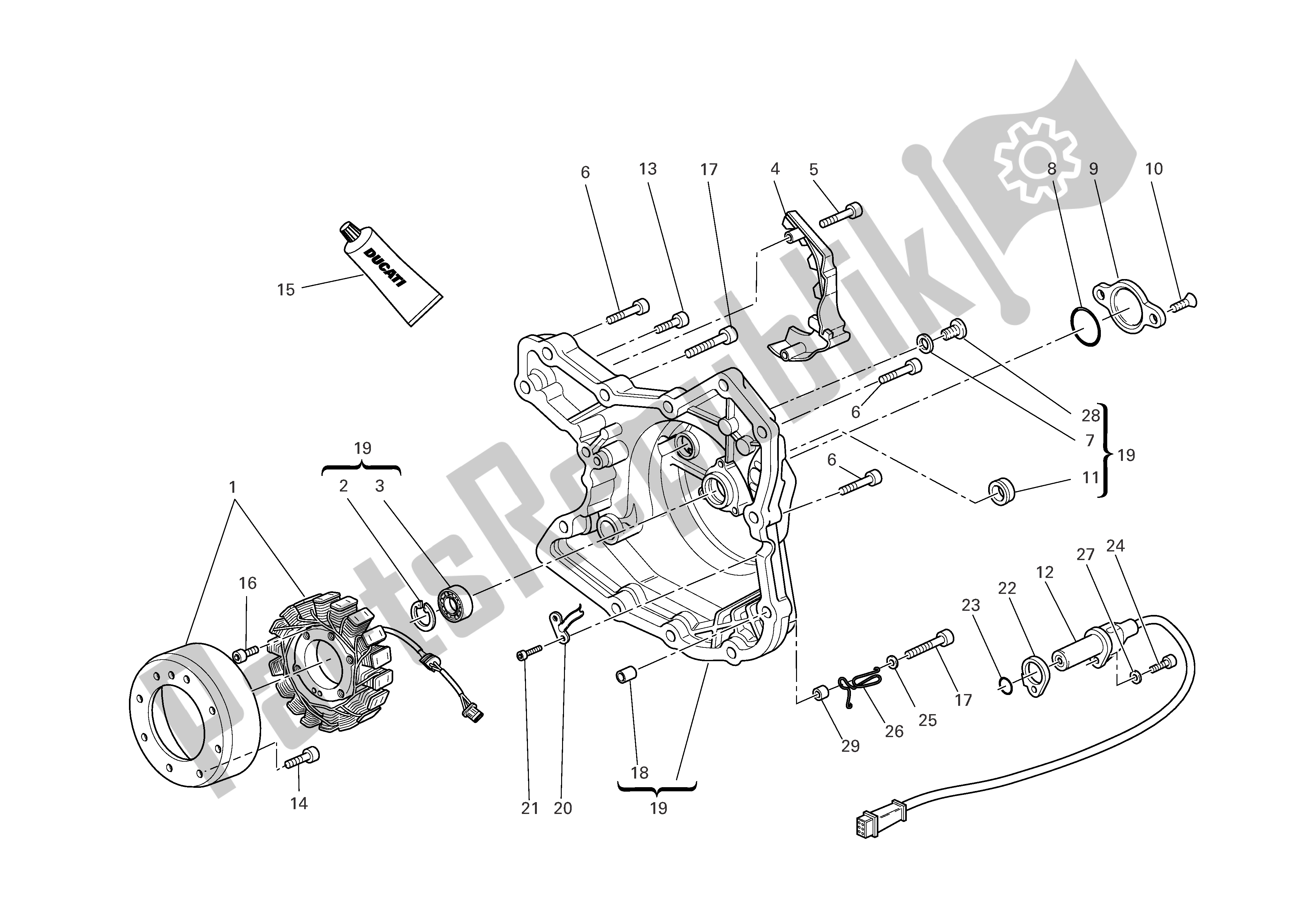 Tutte le parti per il Coperchio Carter Lato Alternatore del Ducati Multistrada 1000 2006