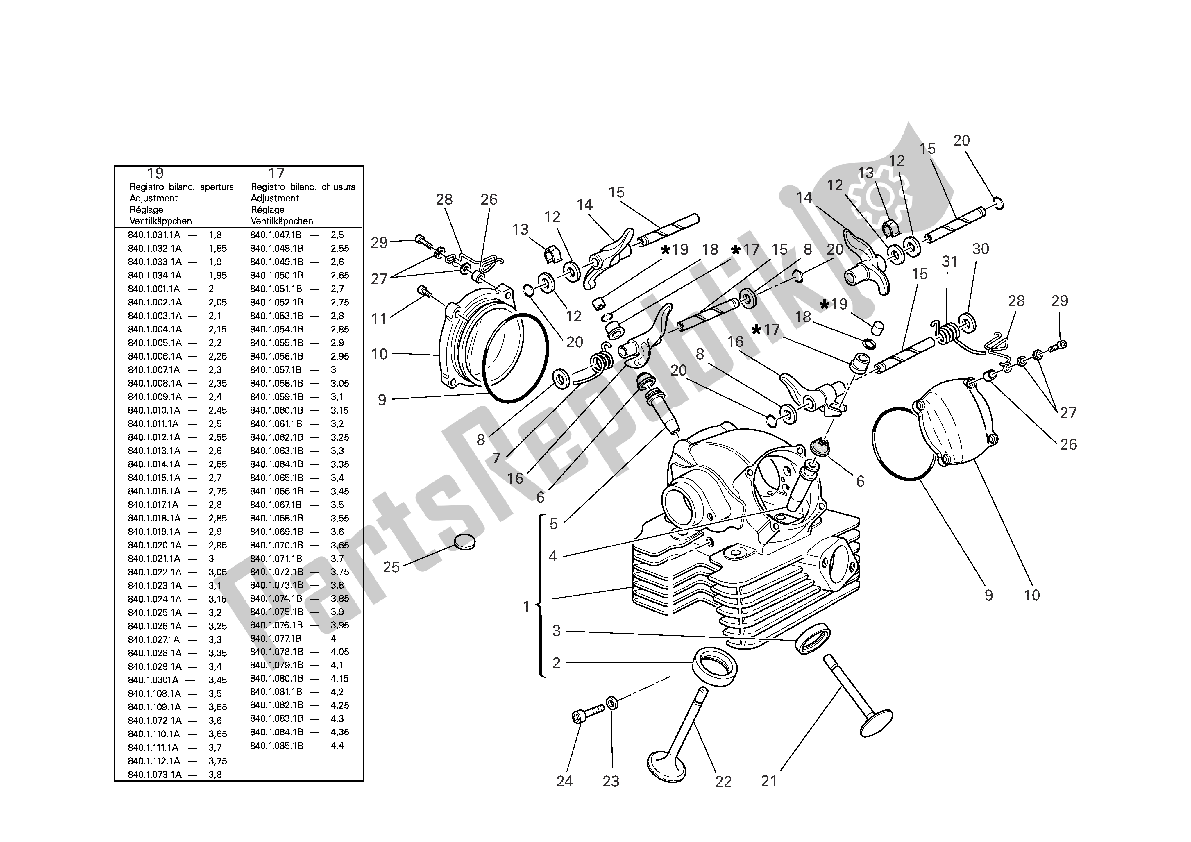 Tutte le parti per il Testata Verticale del Ducati Multistrada 1000 2006