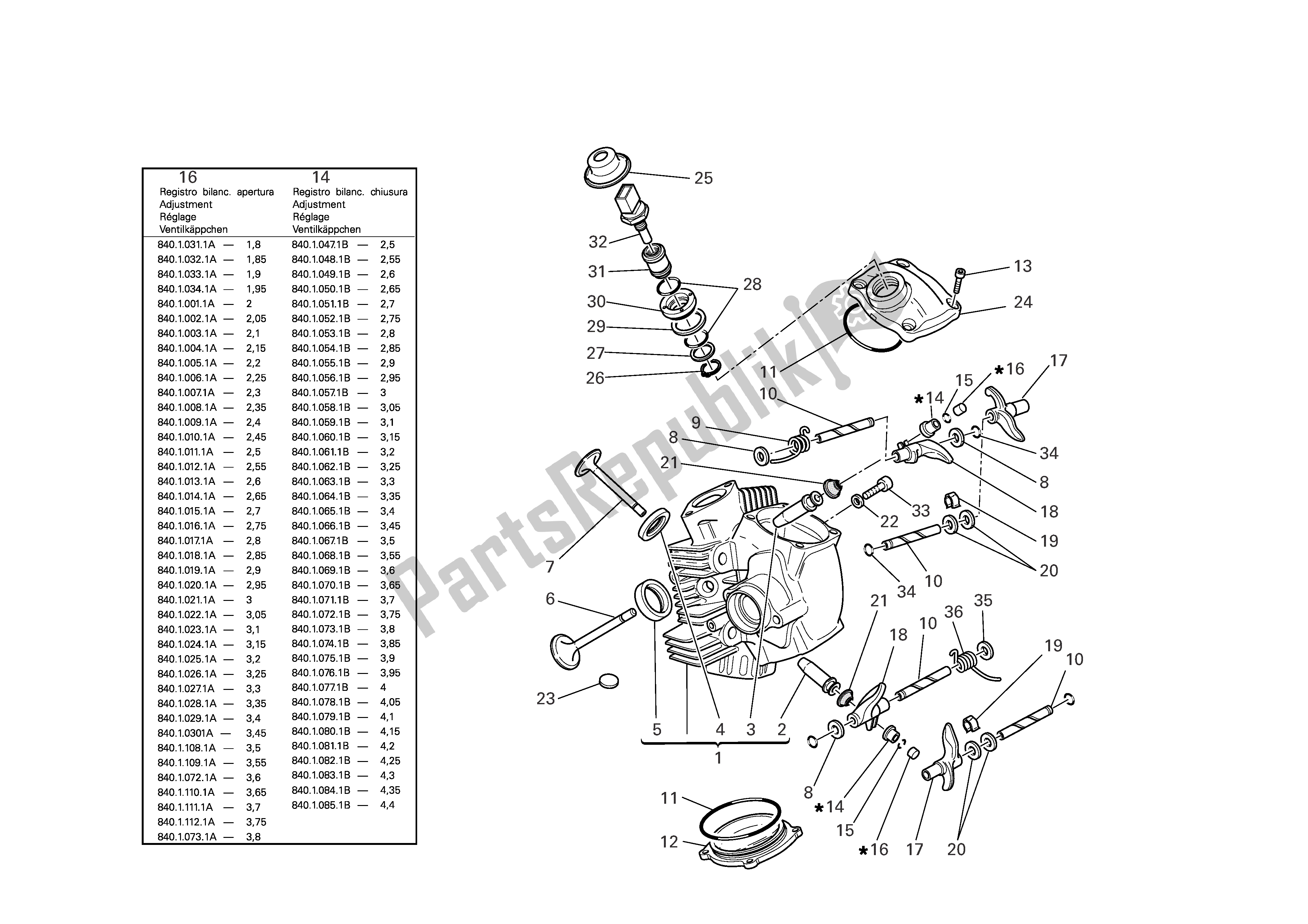 Tutte le parti per il Testata Orizzontale del Ducati Multistrada 1000 2006