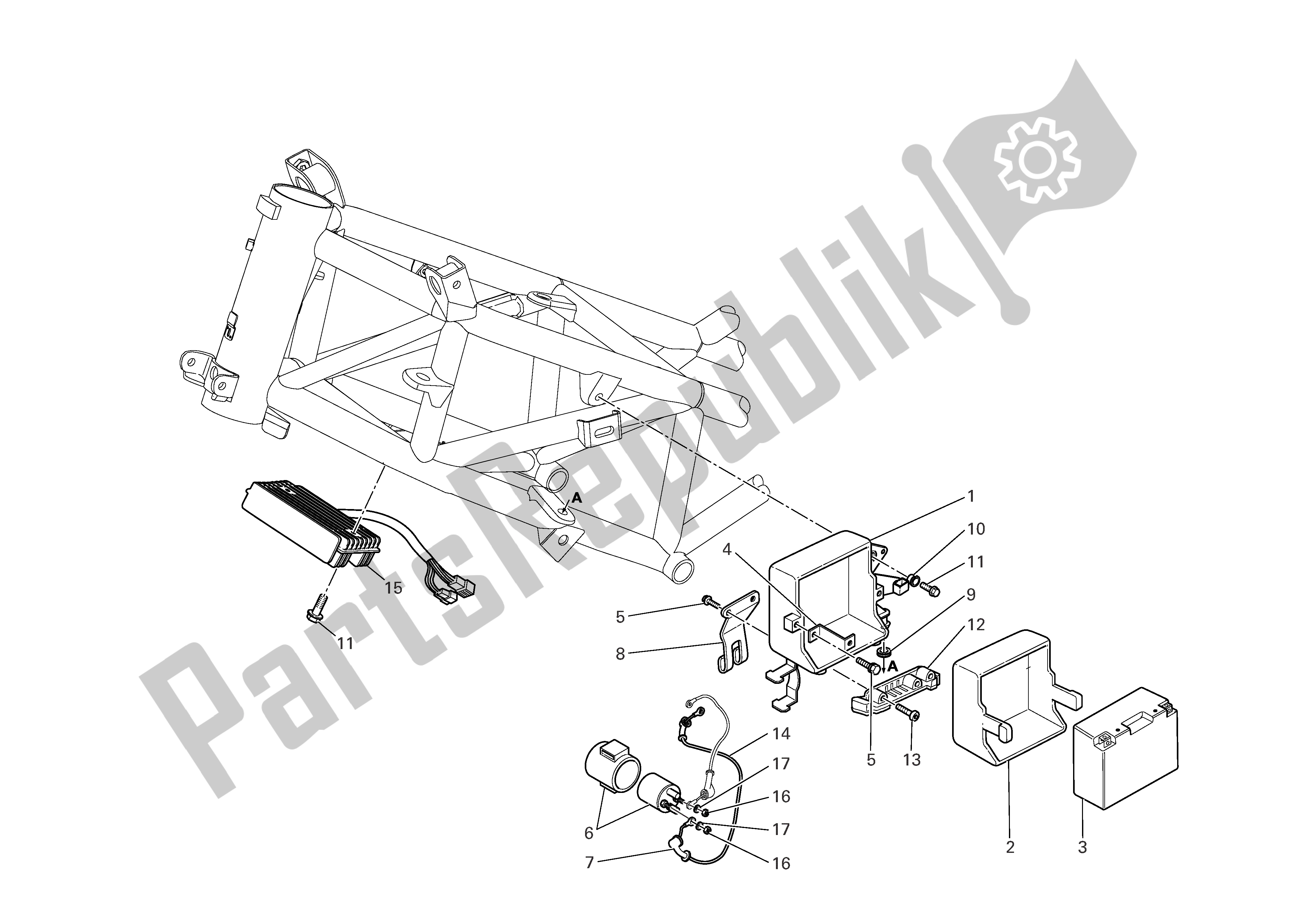 Tutte le parti per il Supporto Batteria del Ducati Multistrada 1000 2006