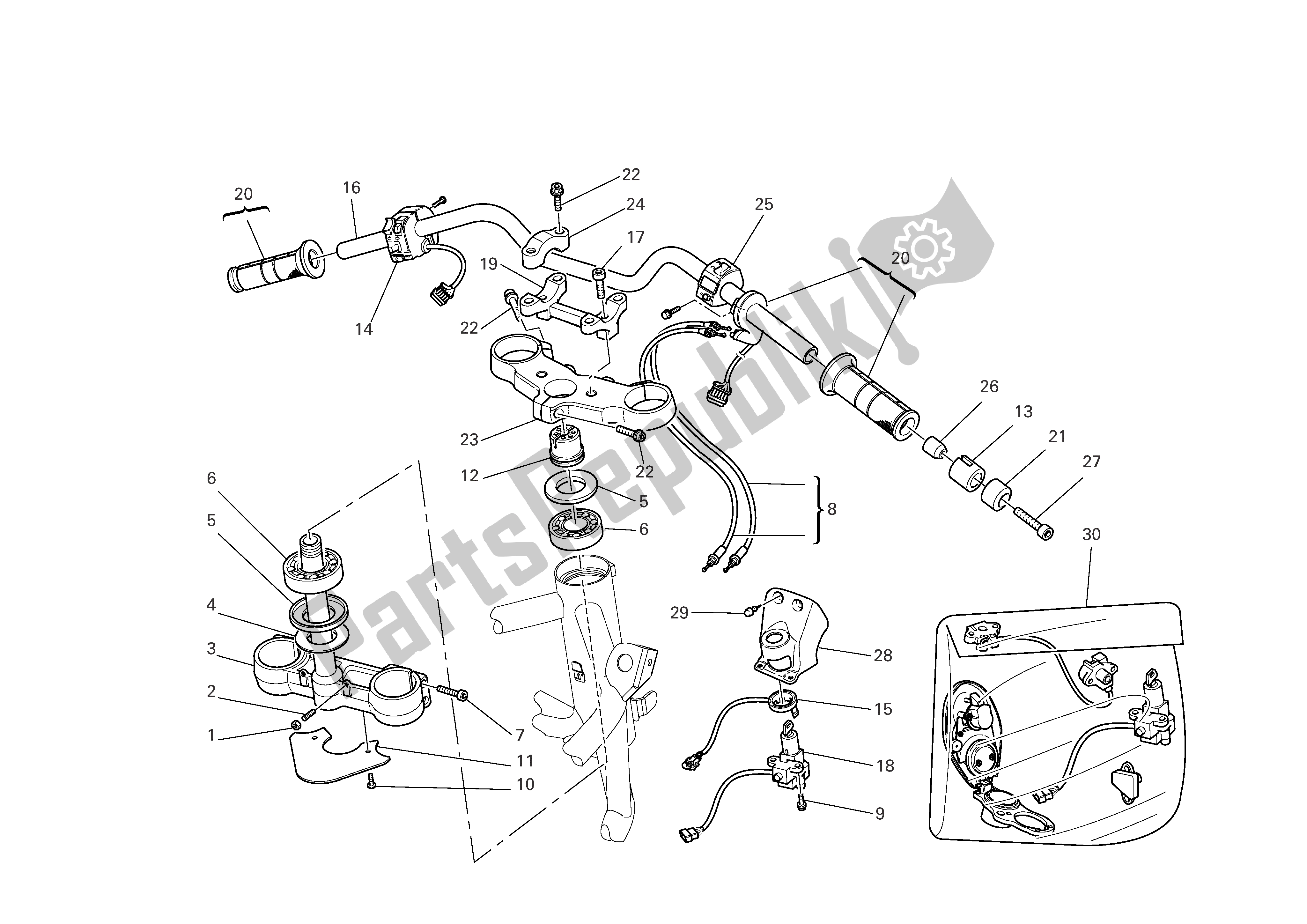 Todas las partes para Manillar Y Controles de Ducati Multistrada 1000 2006