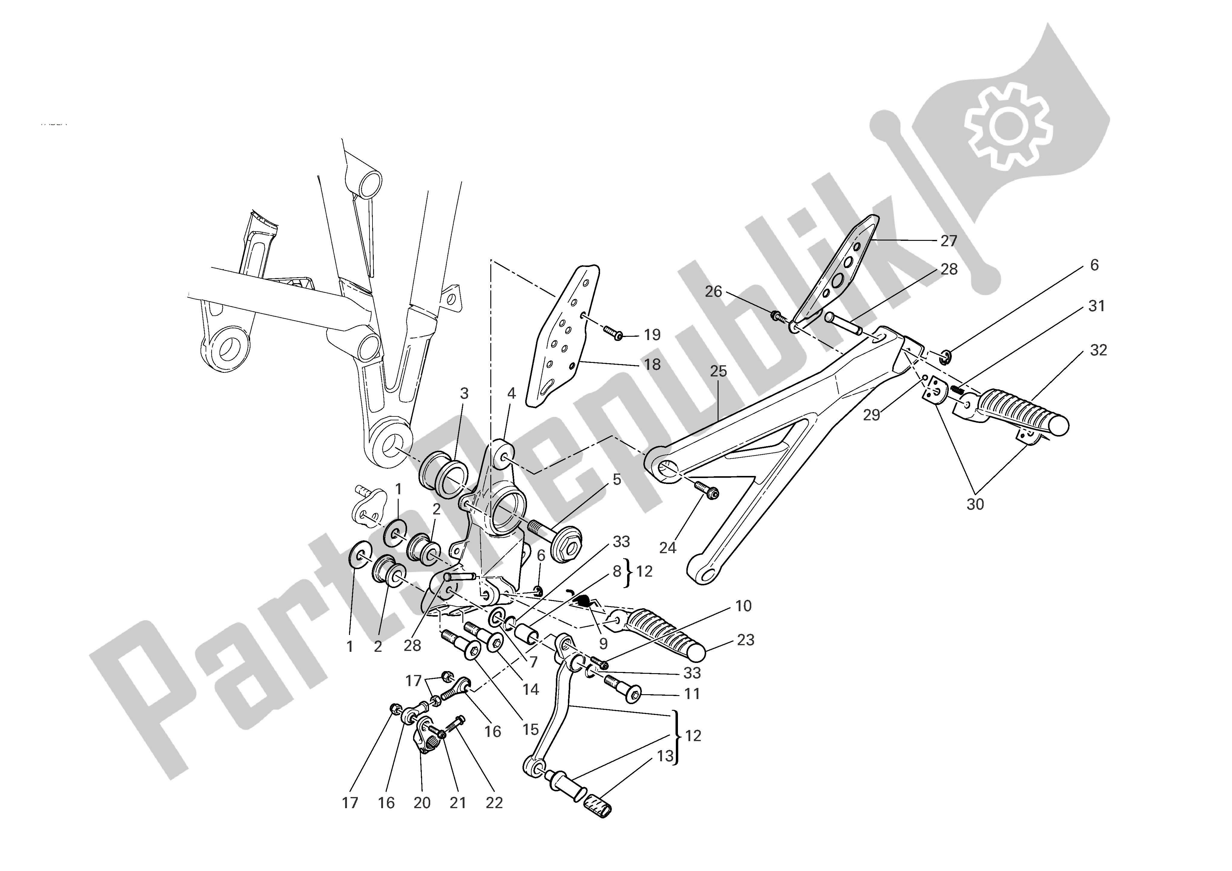 Tutte le parti per il L. H. Poggiapiedi del Ducati Multistrada S 1000 2005