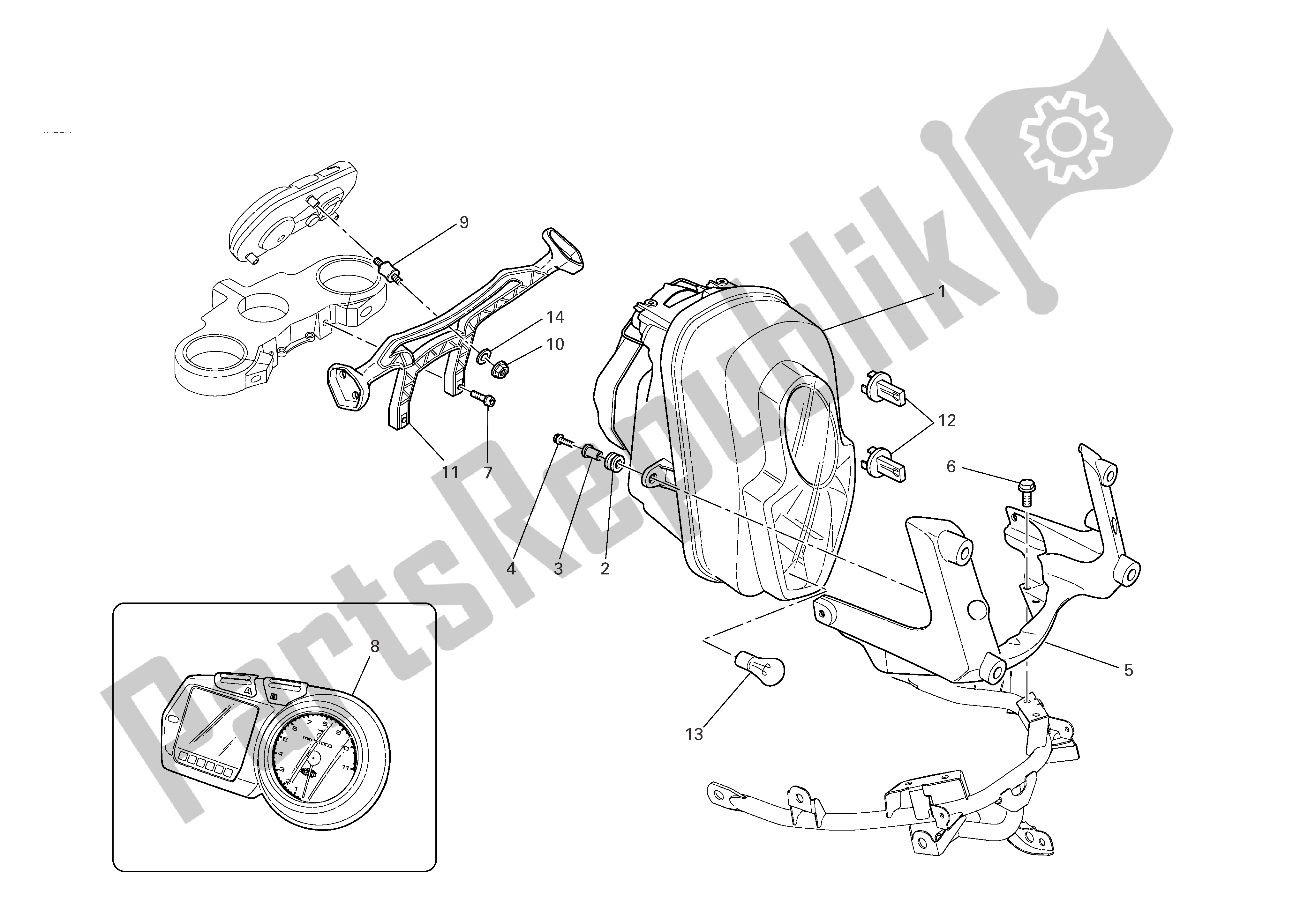 Tutte le parti per il Faro E Istr. Pannello del Ducati Multistrada S 1000 2005