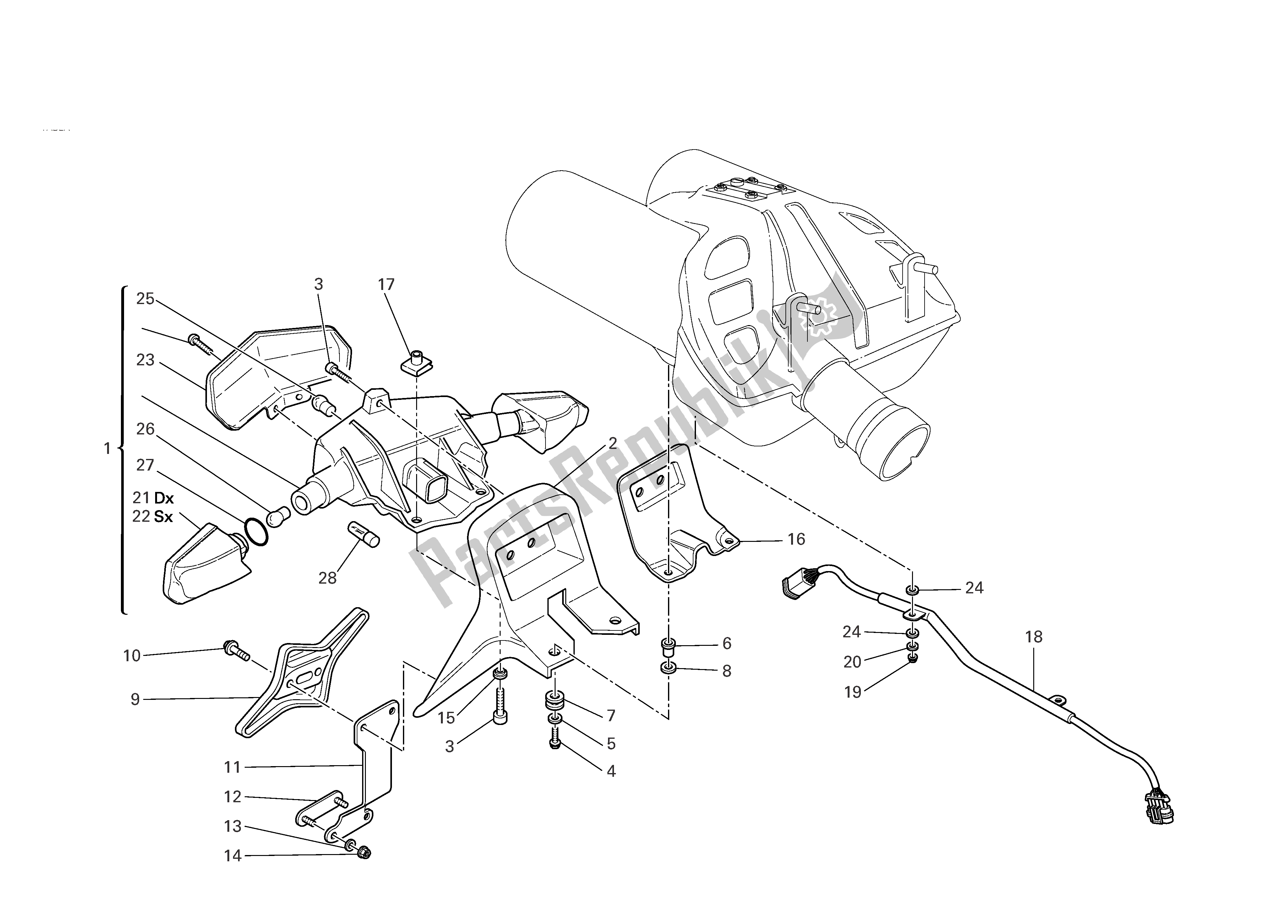 Tutte le parti per il Portatarga - Fanale Posteriore del Ducati Multistrada S 1000 2005