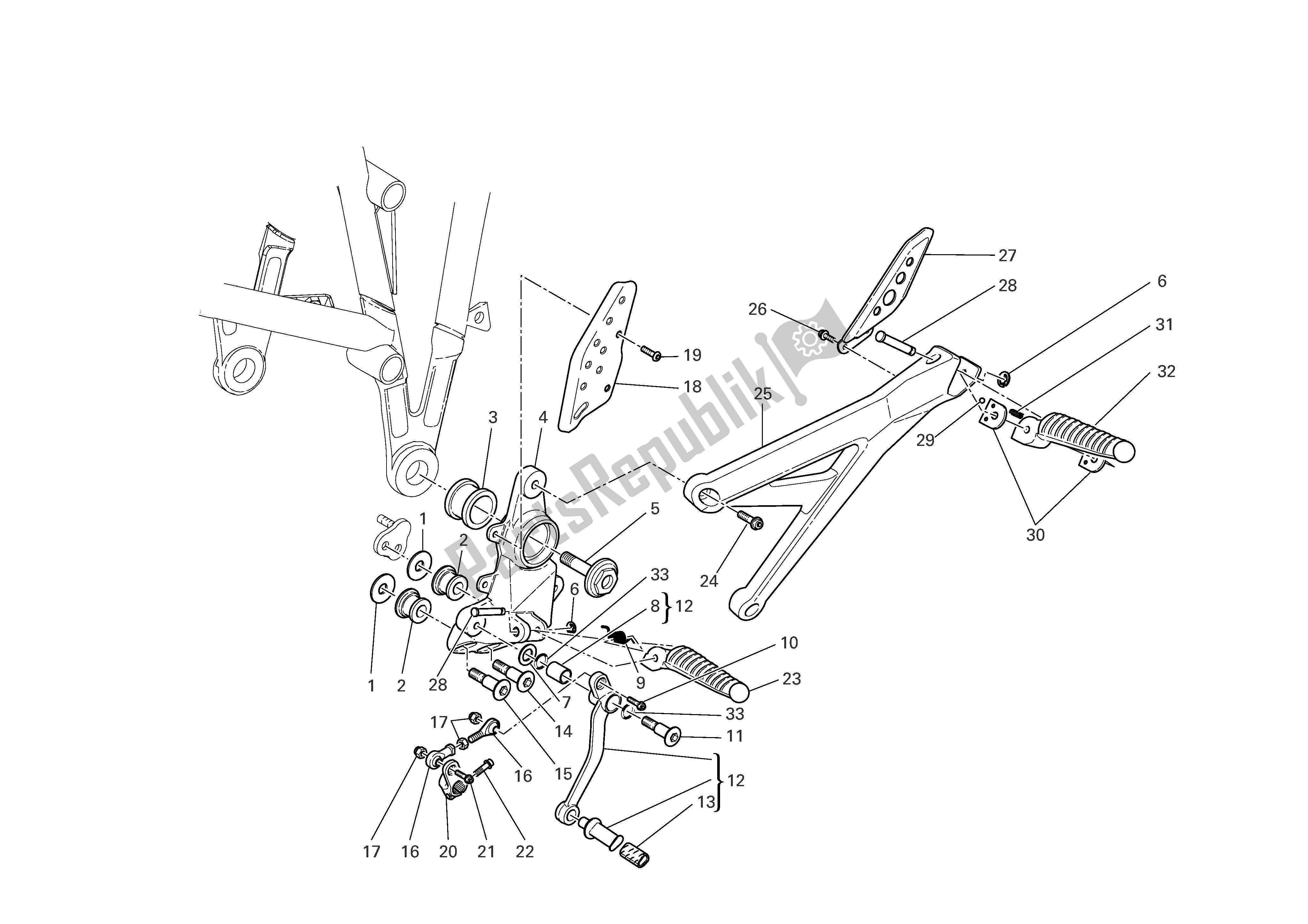 Todas las partes para L. H. Reposapiés de Ducati Multistrada S 1000 2006