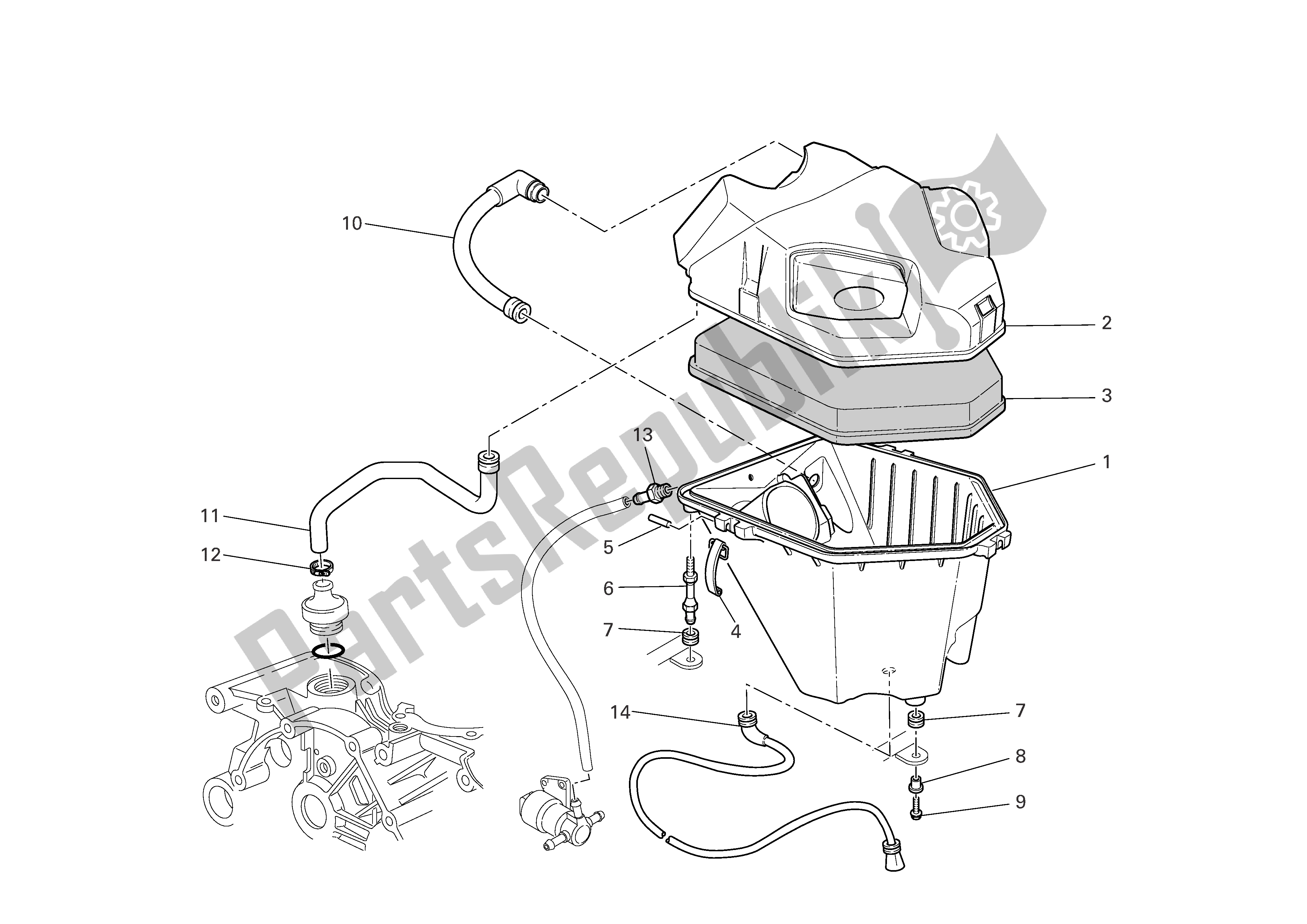 Alle onderdelen voor de Luchtinlaat - Olie-ontluchter van de Ducati Multistrada S 1000 2006