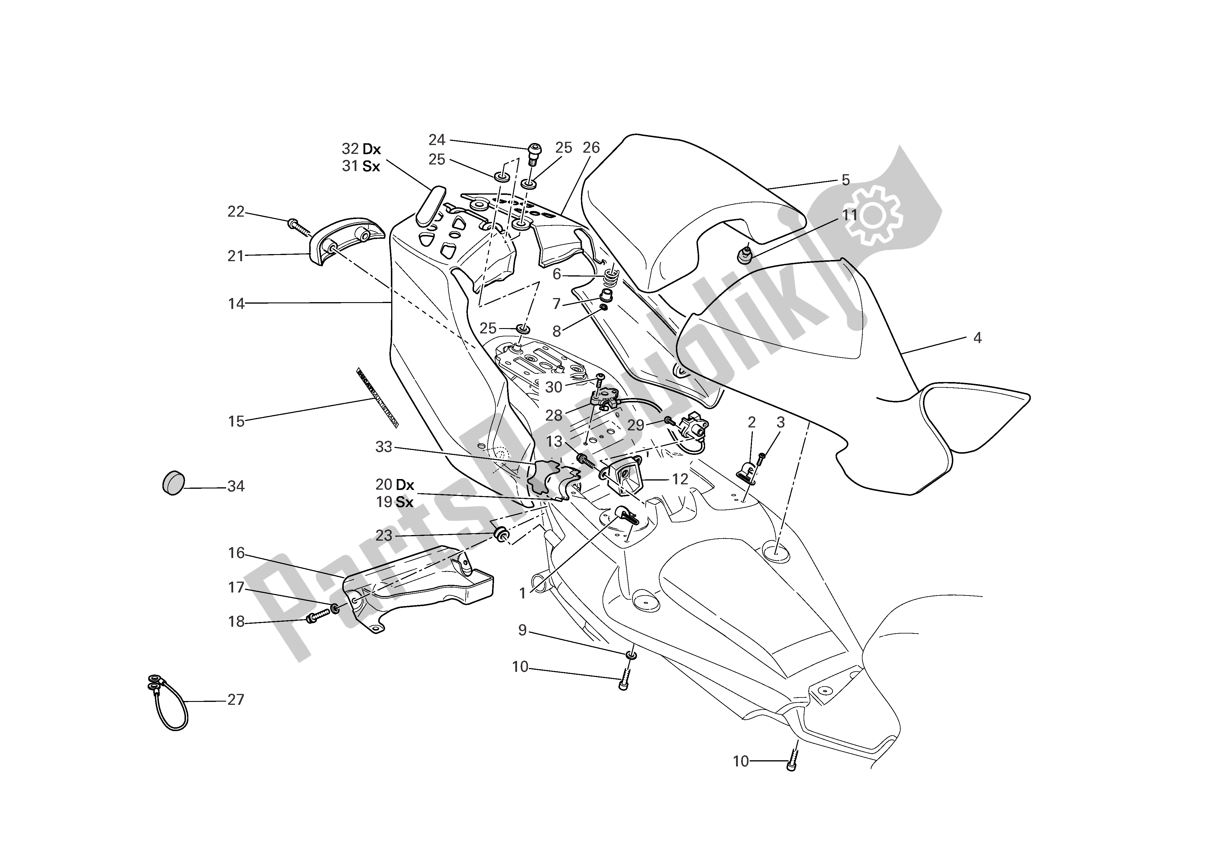 Tutte le parti per il Posto A Sedere del Ducati Multistrada S 1000 2006