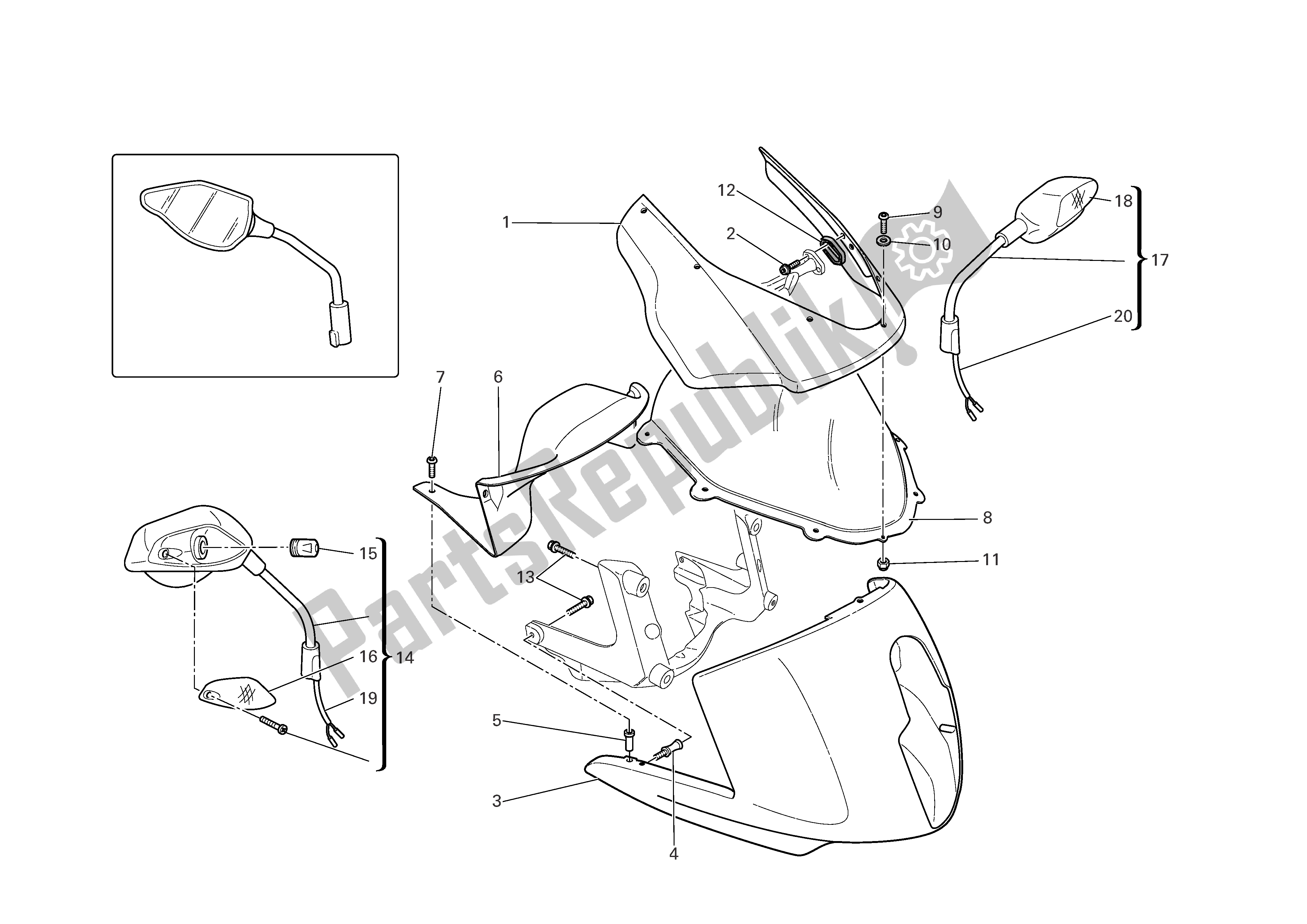 Alle onderdelen voor de Koplamp Kuip van de Ducati Multistrada S 1000 2006