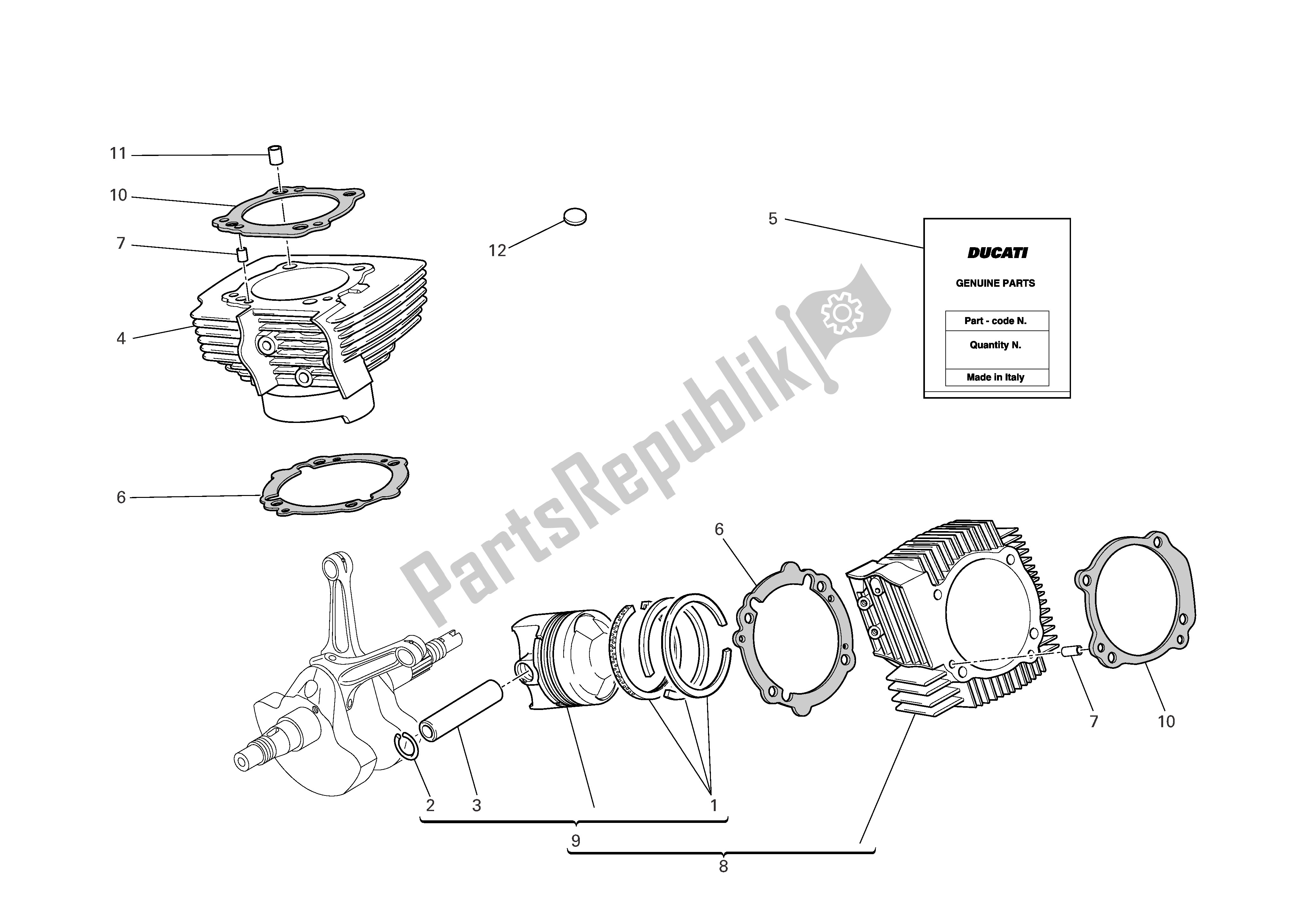 Todas las partes para Cilindros - Pistones de Ducati Multistrada S 1000 2006