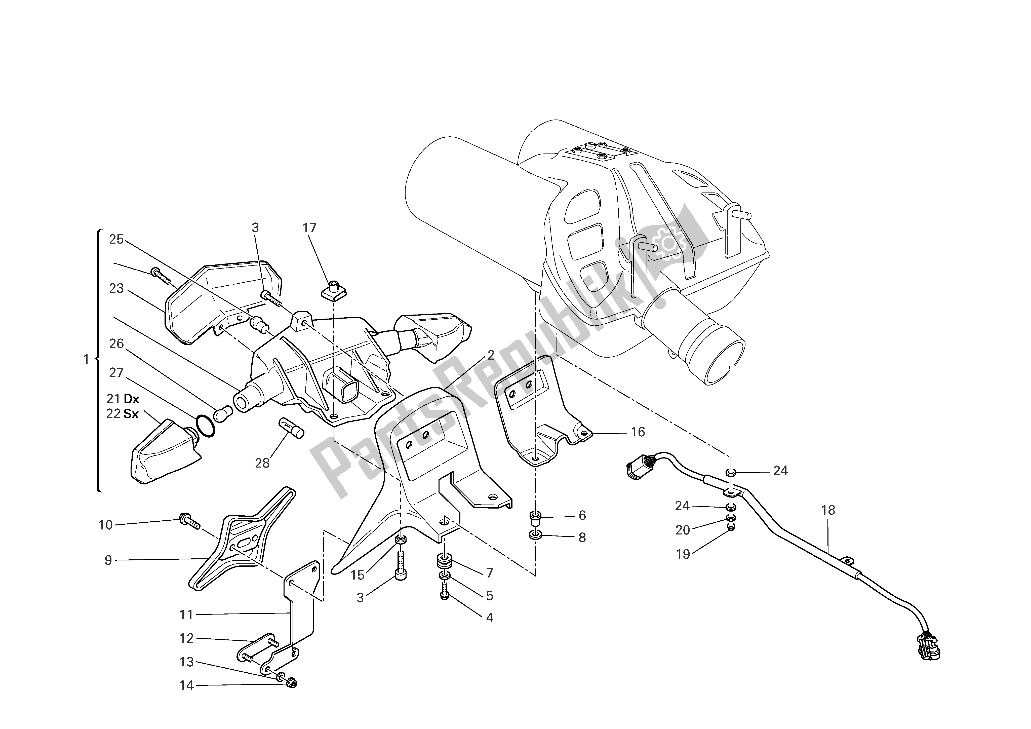 Alle onderdelen voor de Kentekenplaathouder - Achterlicht van de Ducati Multistrada S 1000 2006