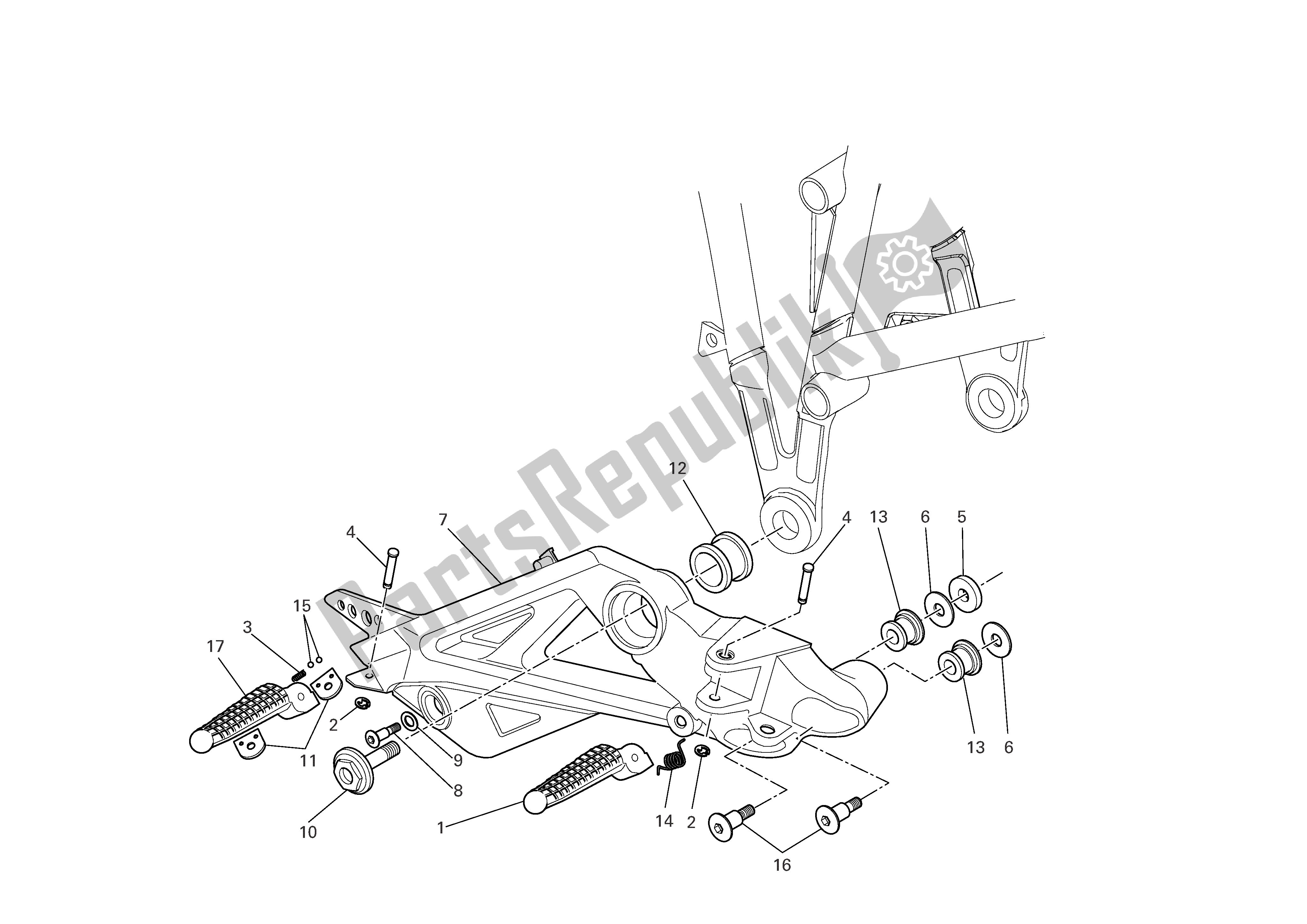 Todas las partes para Rh. Reposapiés de Ducati Multistrada 1100 2007