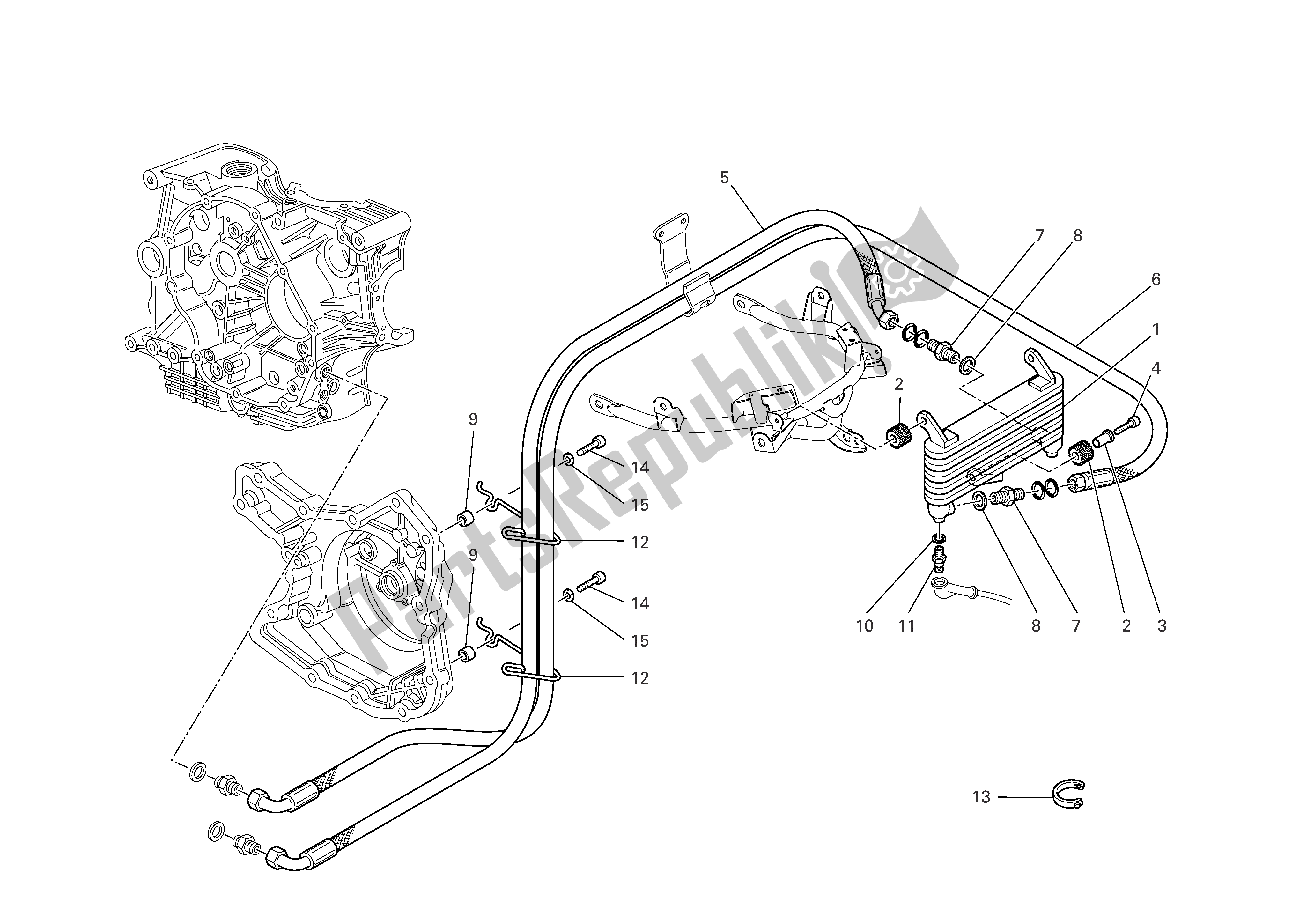 Tutte le parti per il Radiatore Dell'olio del Ducati Multistrada 1100 2007