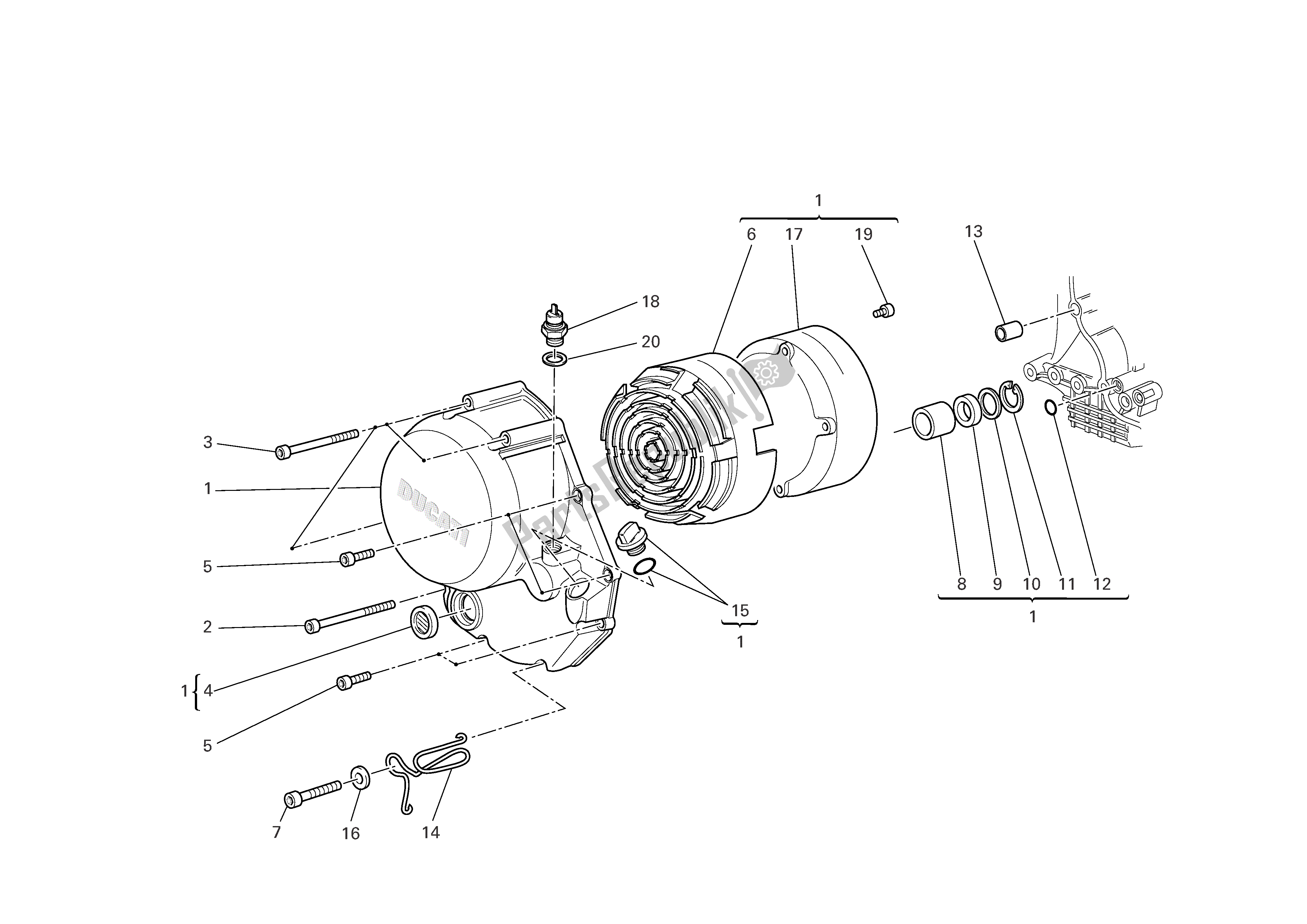Todas las partes para Tapa Del Cárter Del Lado Del Embrague de Ducati Multistrada 1100 2007
