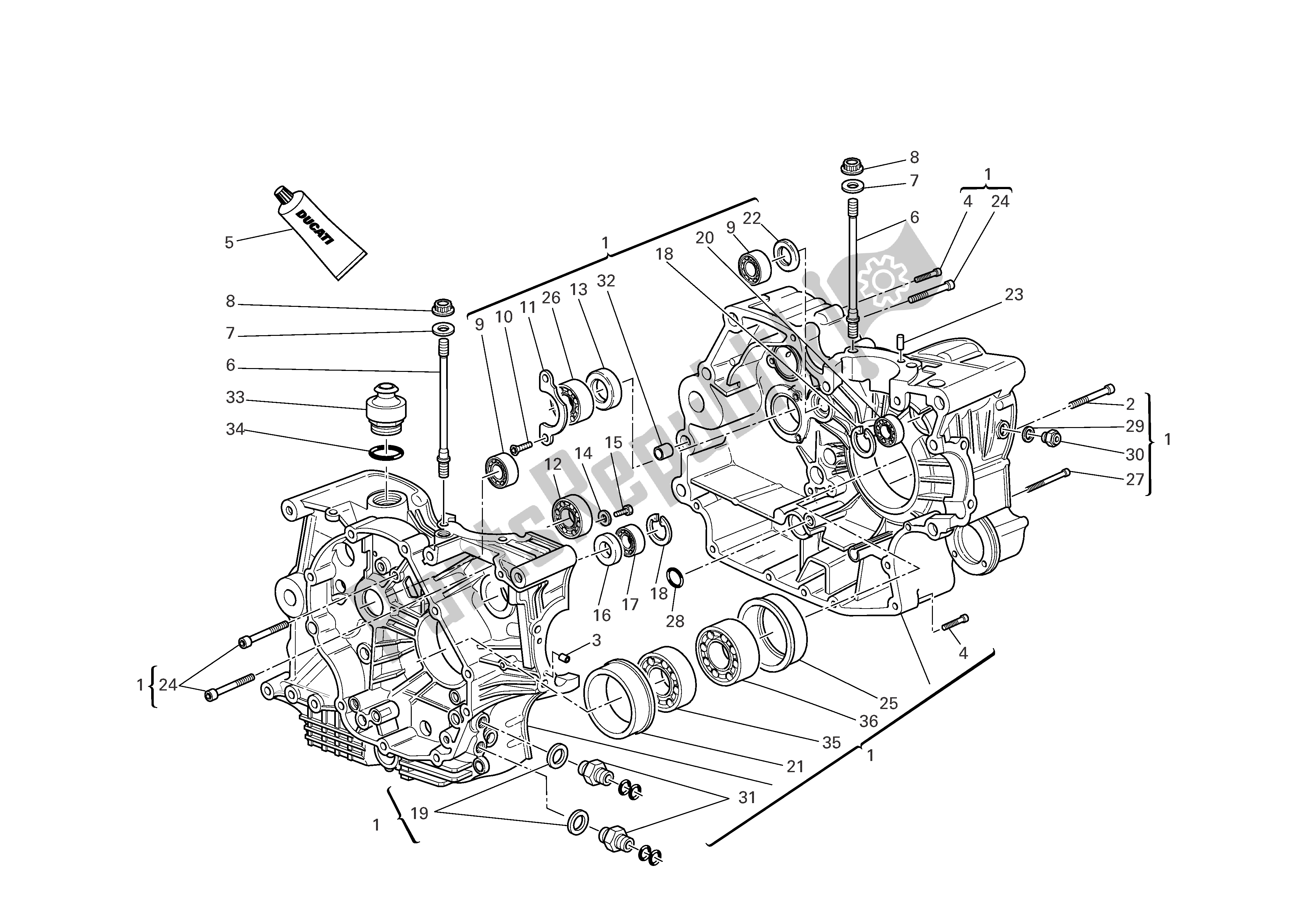 Tutte le parti per il Metà Del Carter del Ducati Multistrada 1100 2007