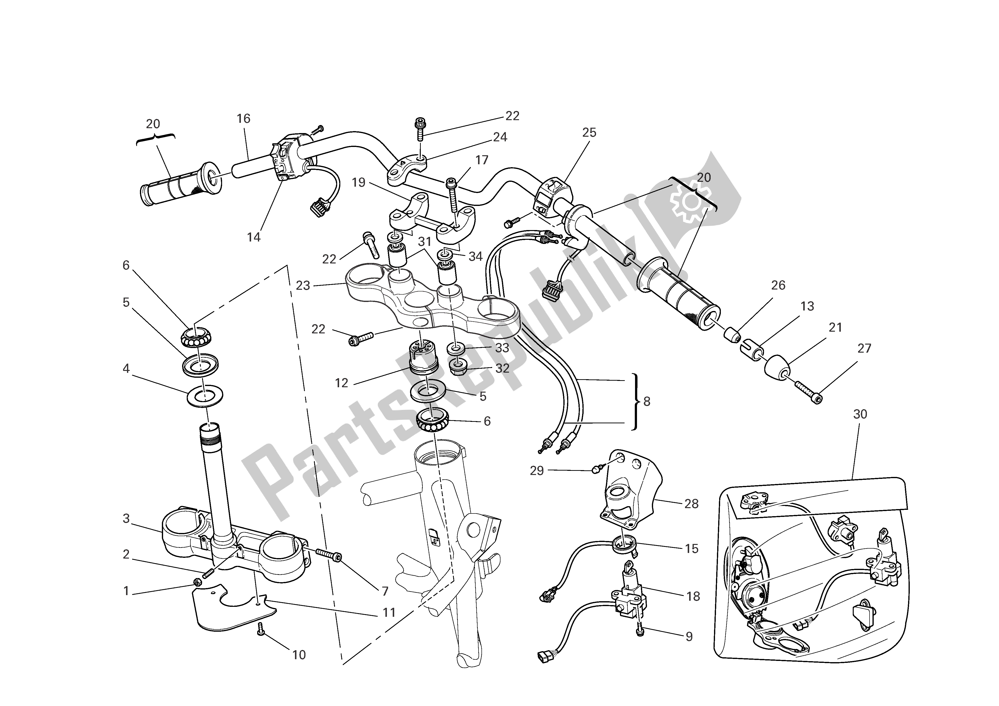 Todas las partes para Manillar Y Controles de Ducati Multistrada 1100 2007