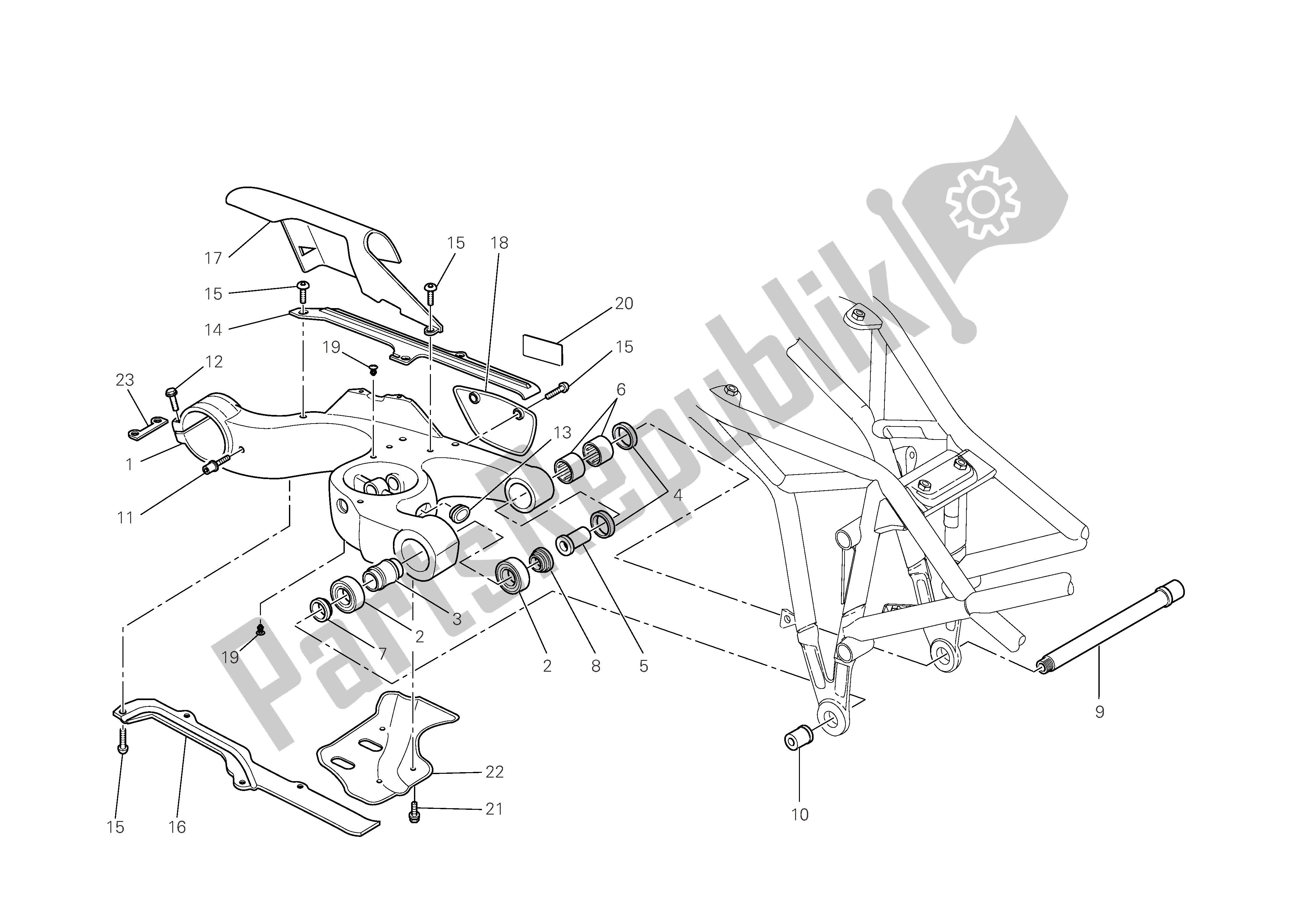 Tutte le parti per il Forcellone del Ducati Multistrada 1100 2008