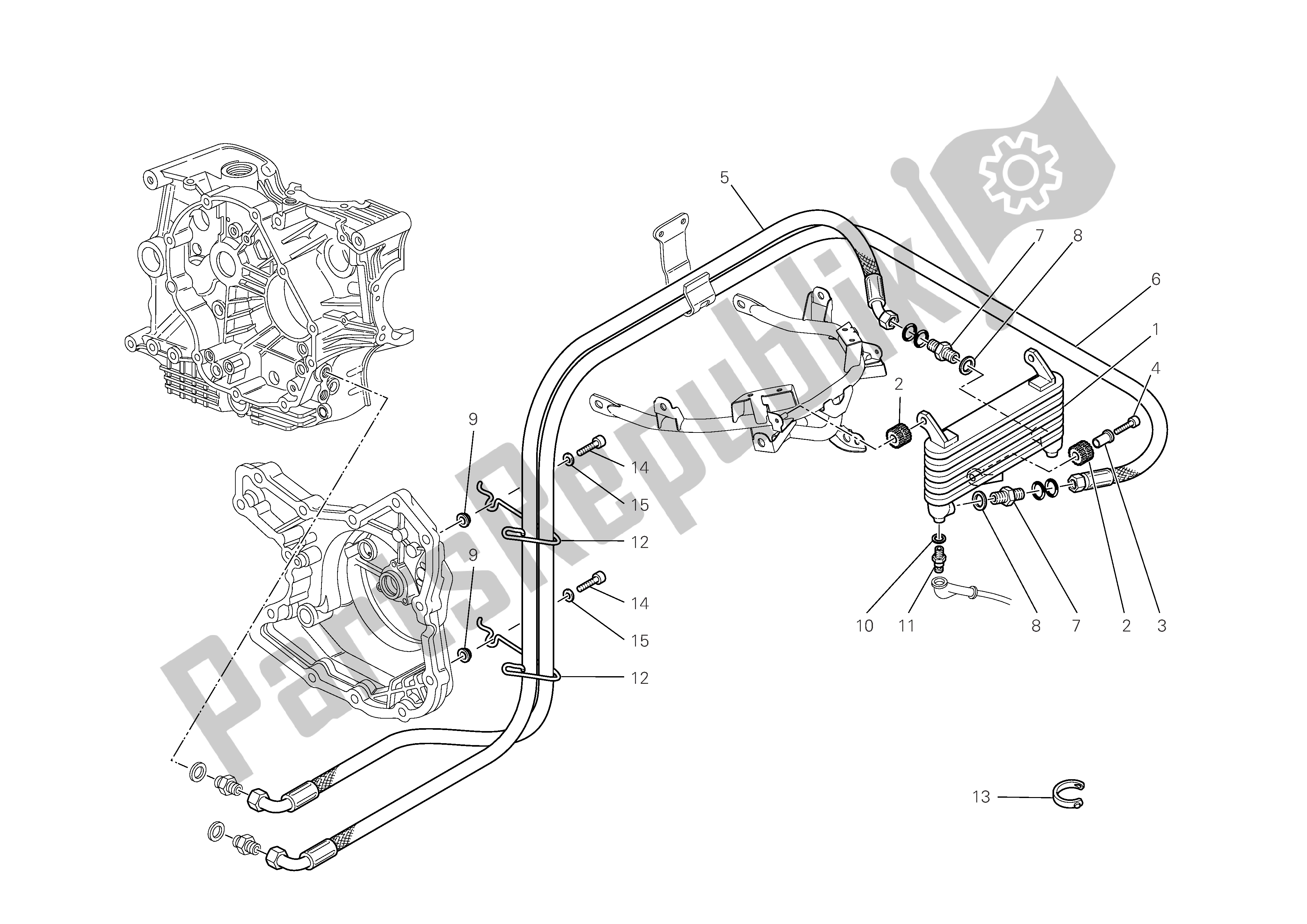 Tutte le parti per il Radiatore Dell'olio del Ducati Multistrada 1100 2008