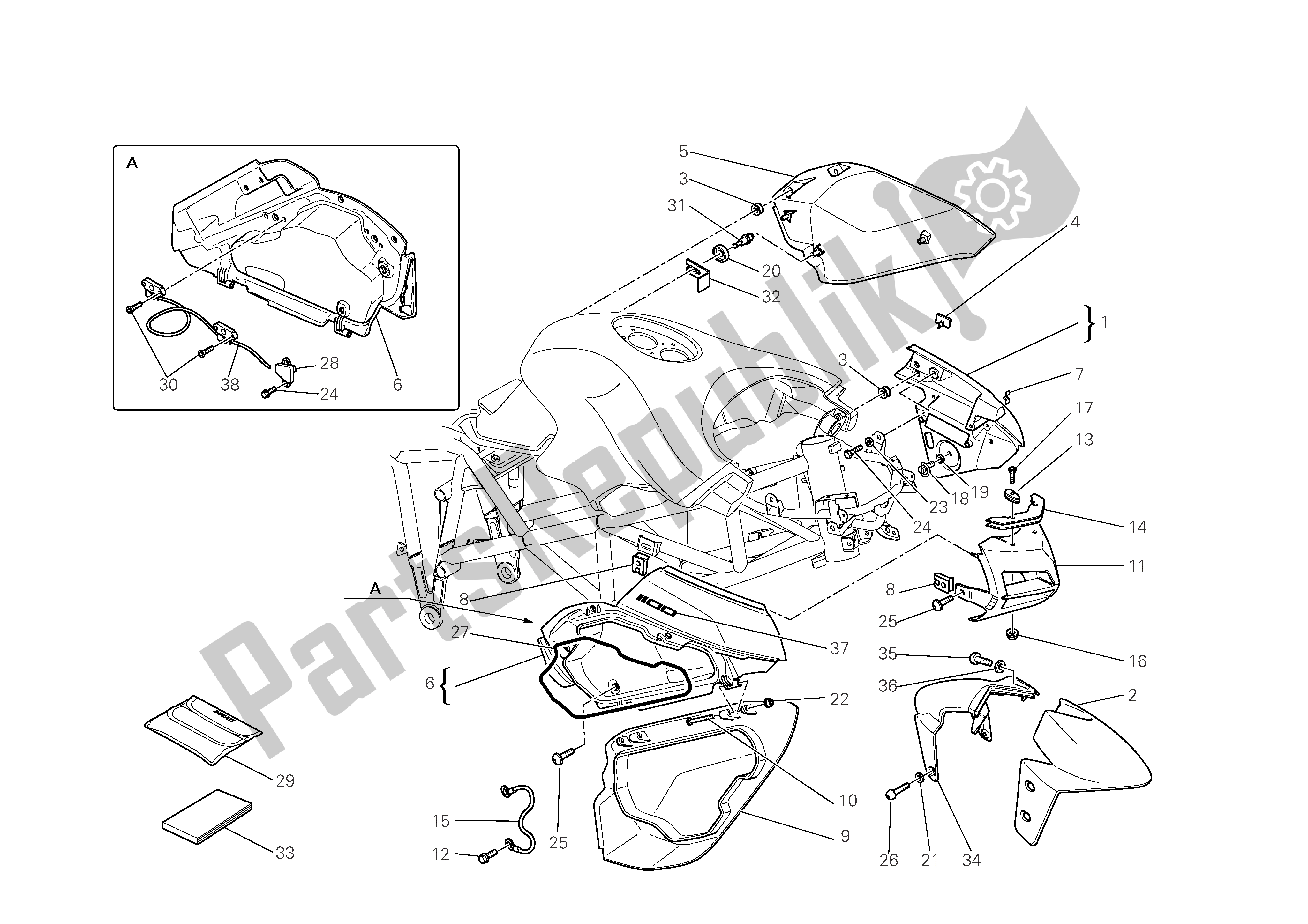 Tutte le parti per il Carenatura del Ducati Multistrada 1100 2008