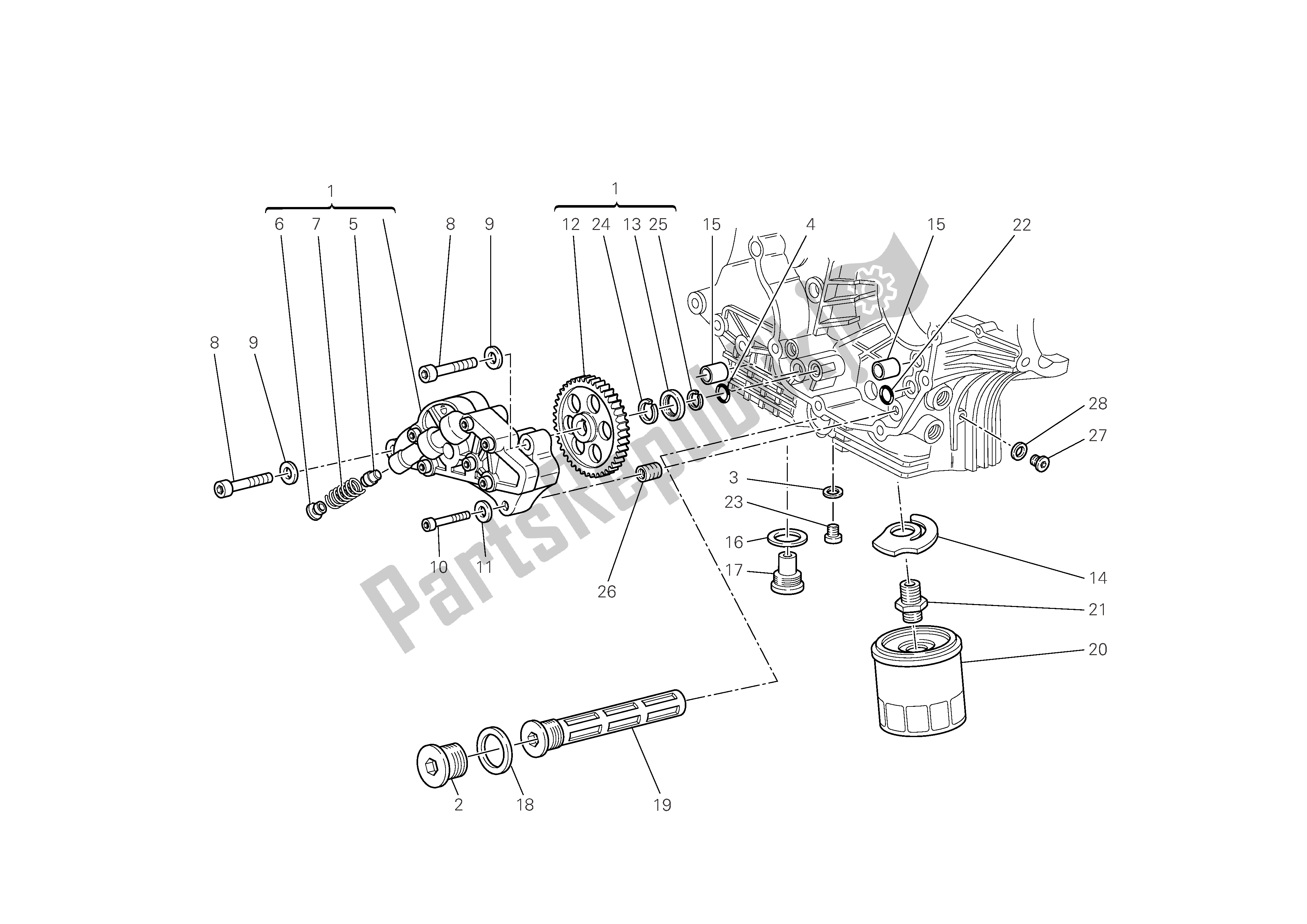 Tutte le parti per il Filtri E Pompa Dell'olio del Ducati Multistrada 1100 2008