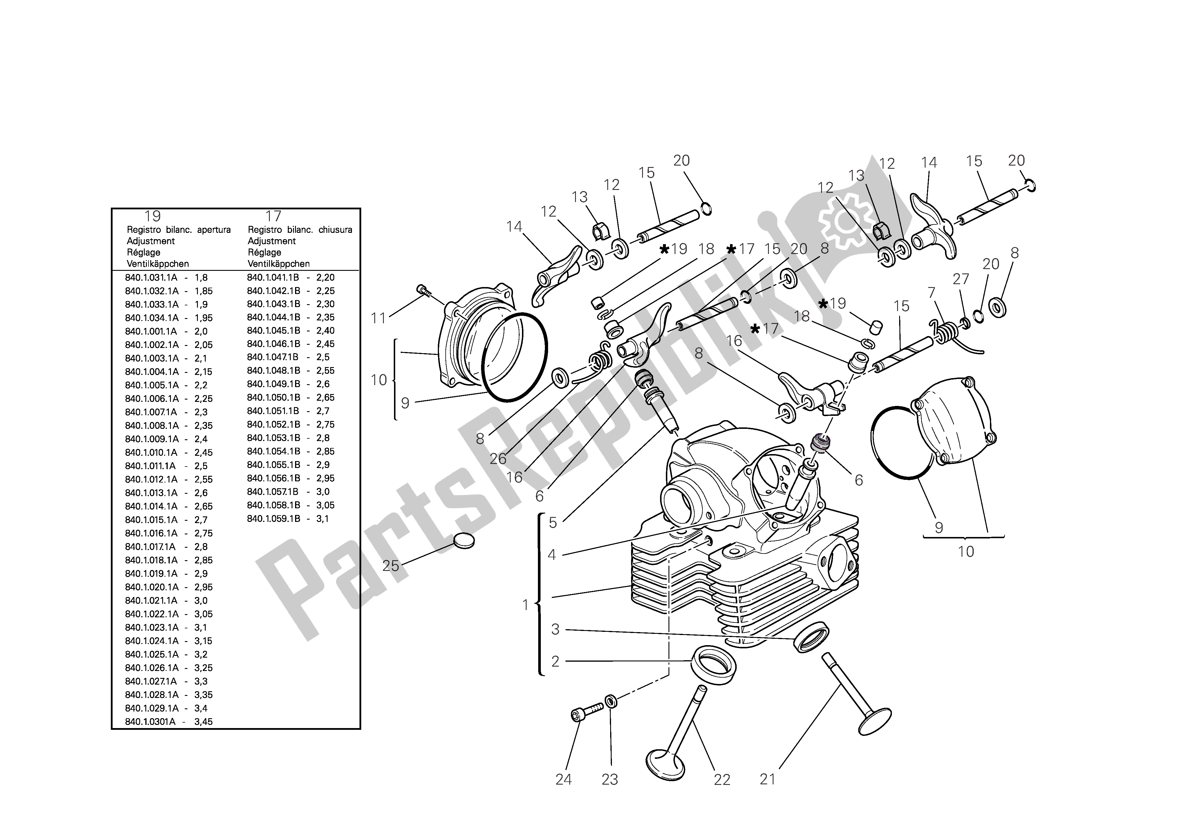 Tutte le parti per il Testata Verticale del Ducati Multistrada 1100 2008