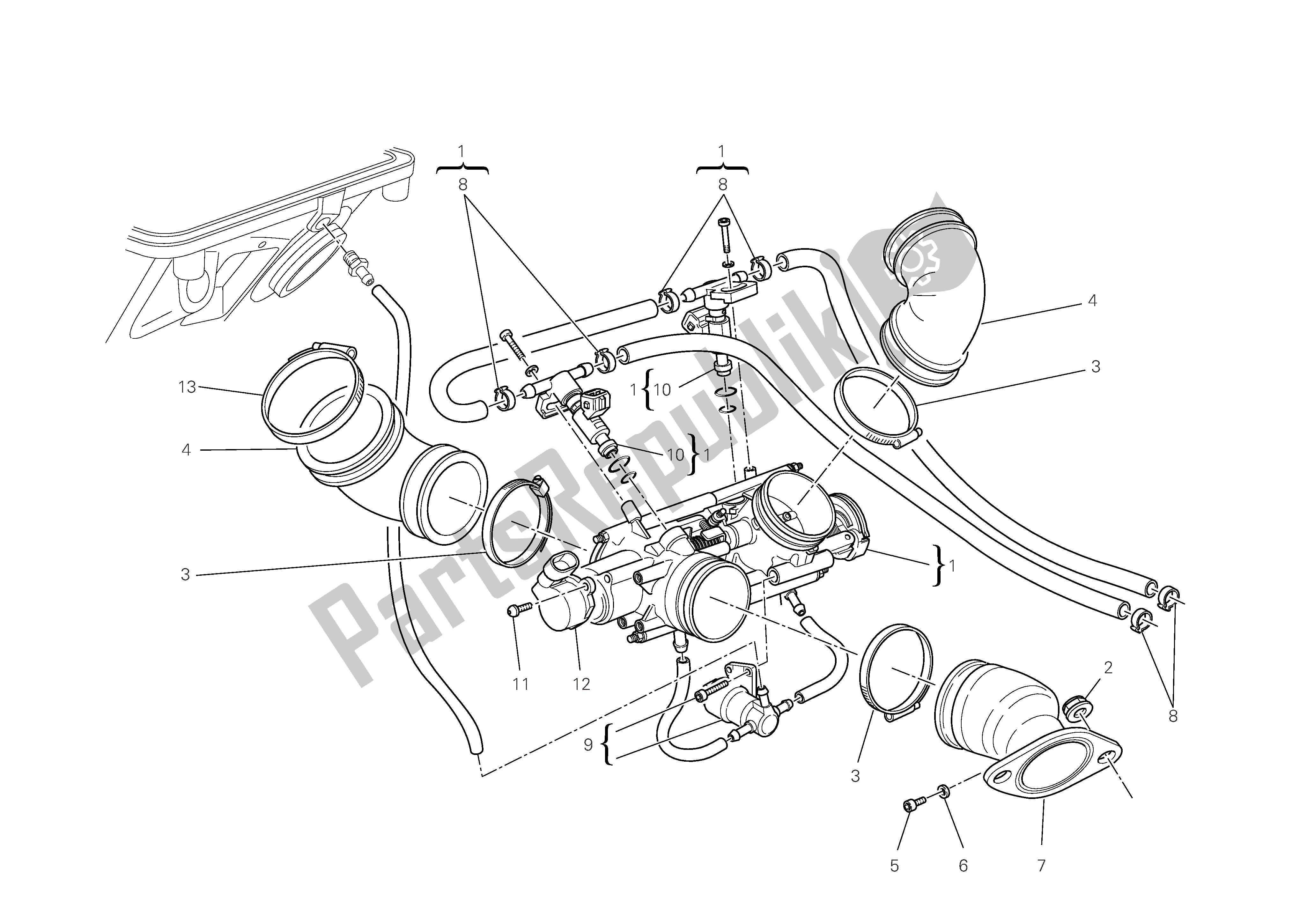 Tutte le parti per il Collettori Di Aspirazione del Ducati Multistrada 1100 2008