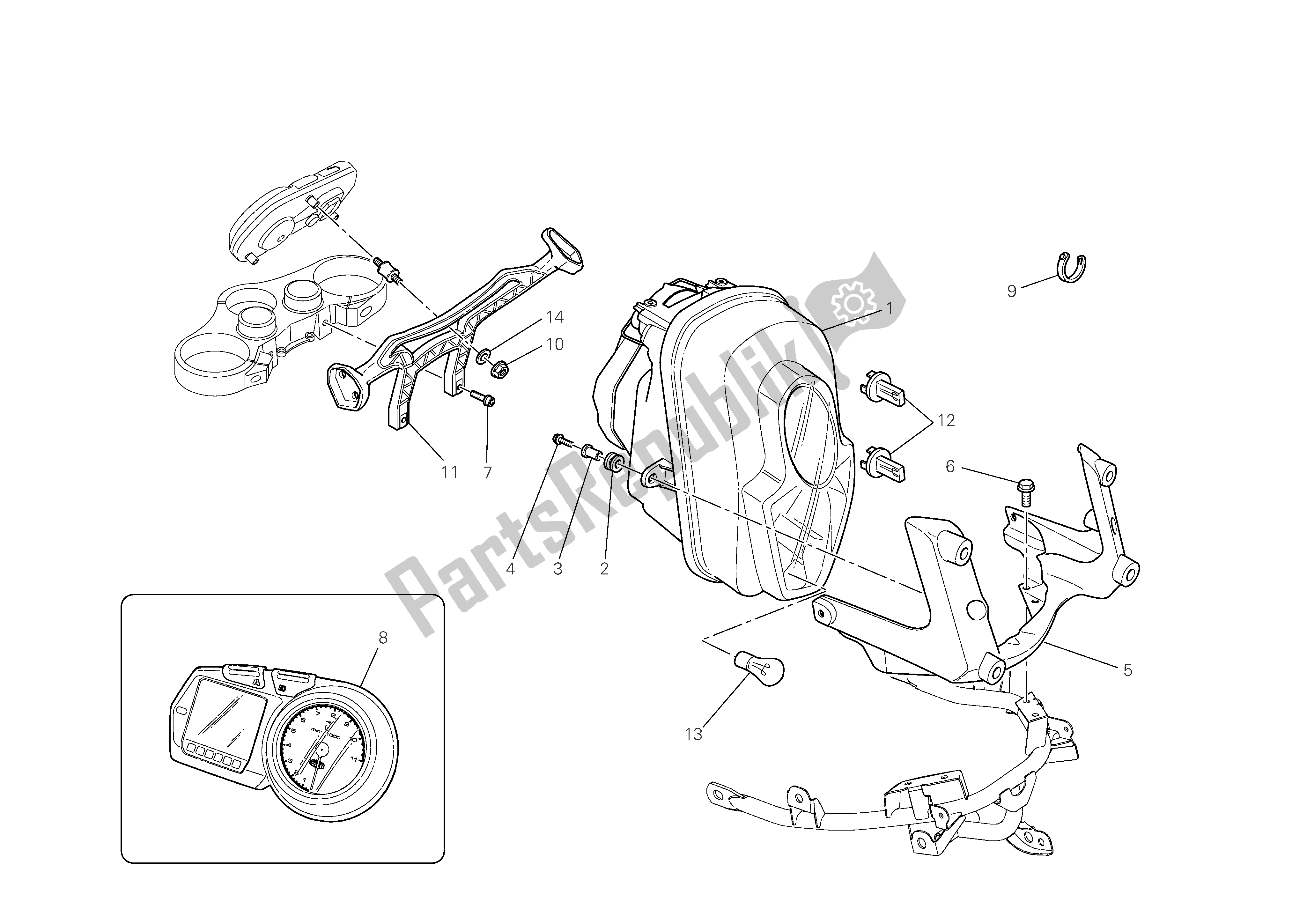 Todas las partes para Faro E Instr. Panel de Ducati Multistrada 1100 2008