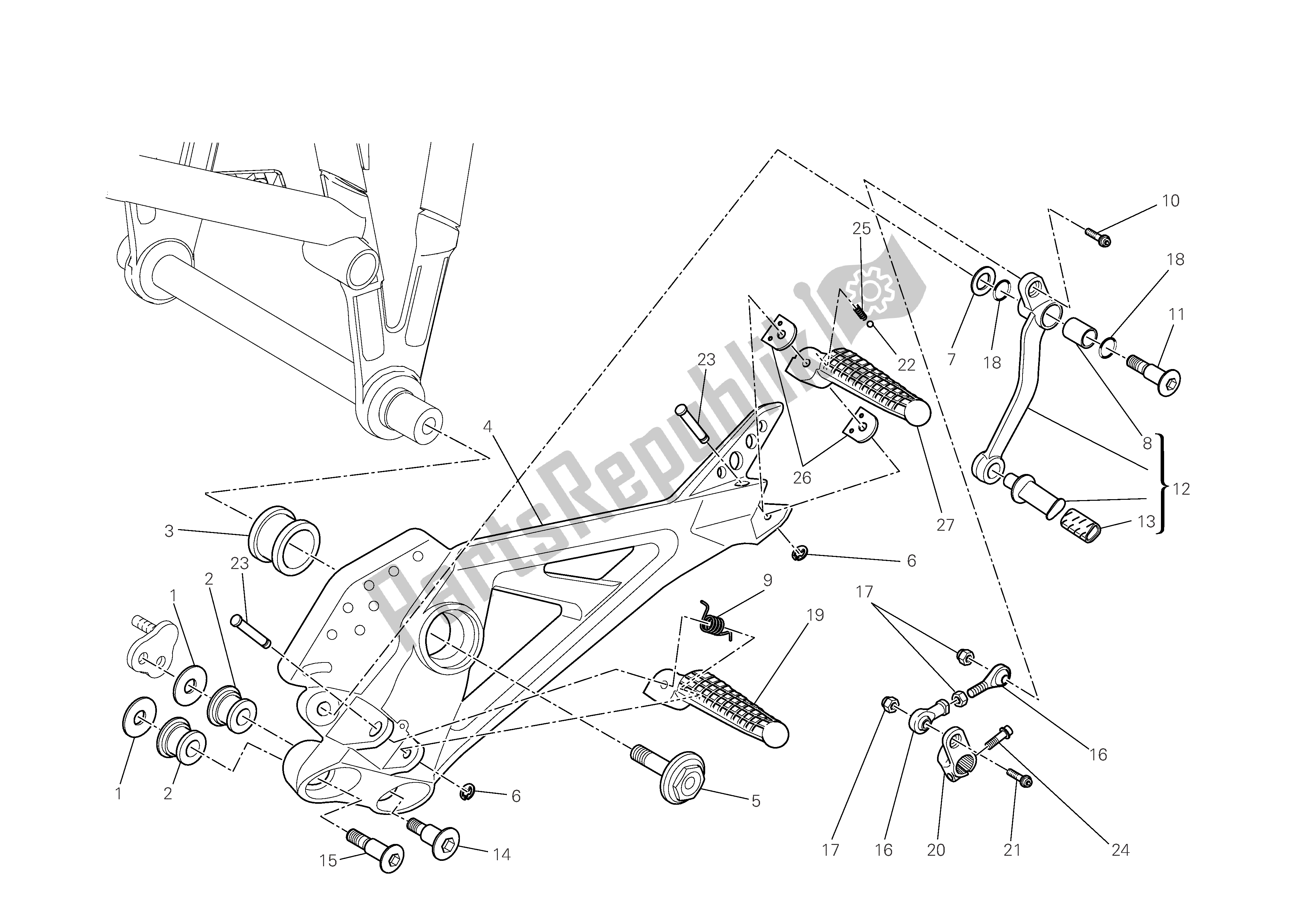 Tutte le parti per il L. H. Poggiapiedi del Ducati Multistrada 1100 2009