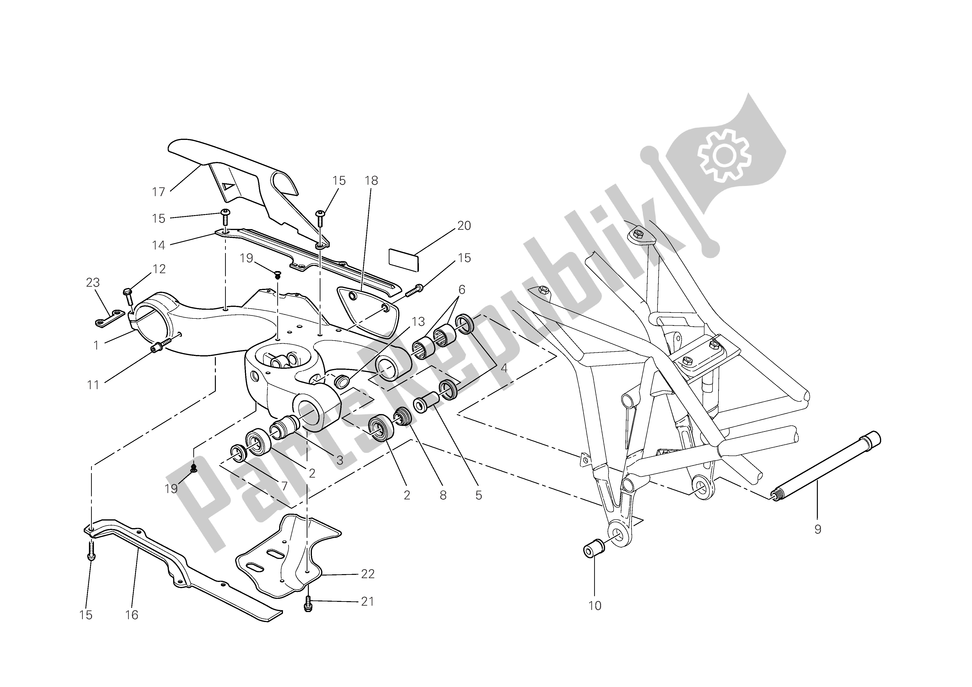 Tutte le parti per il Forcellone del Ducati Multistrada 1100 2009