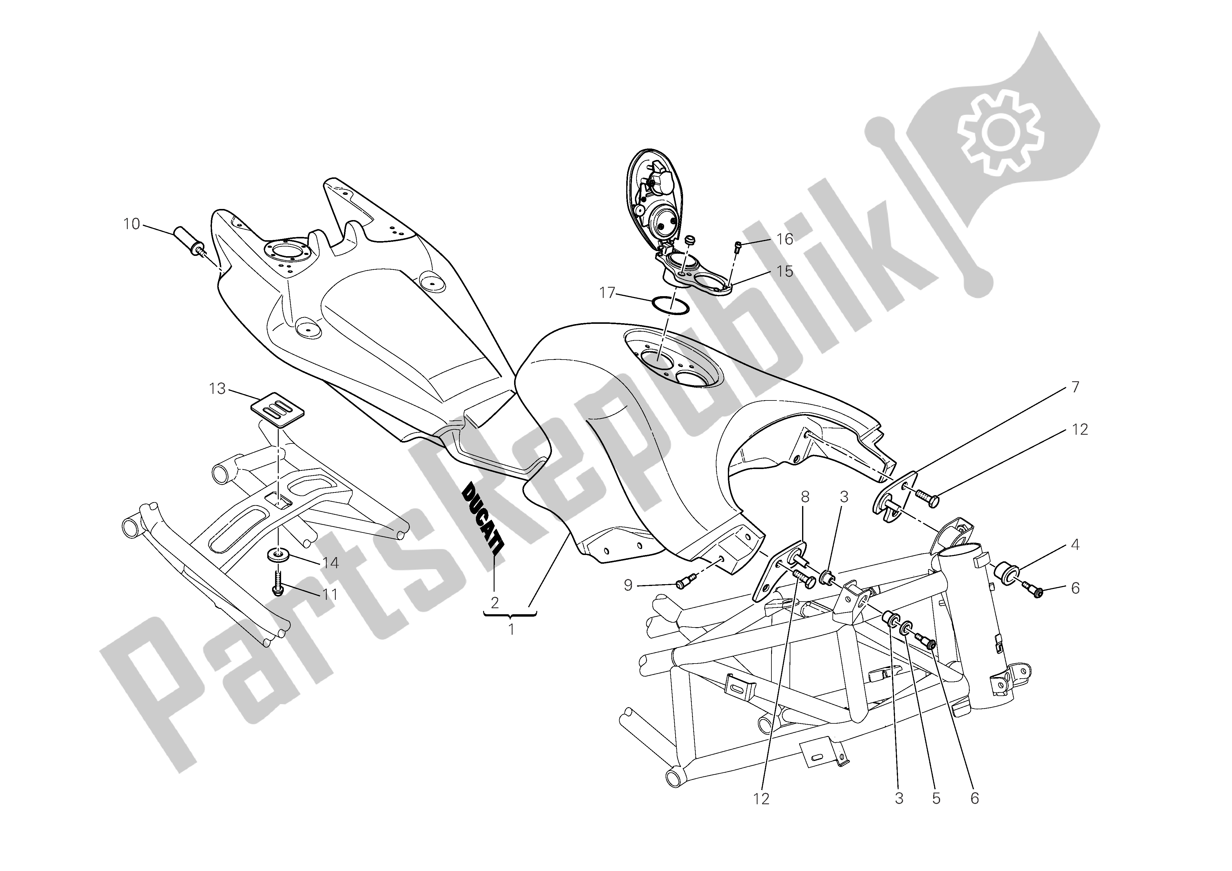 Alle onderdelen voor de Benzinetank van de Ducati Multistrada 1100 2009