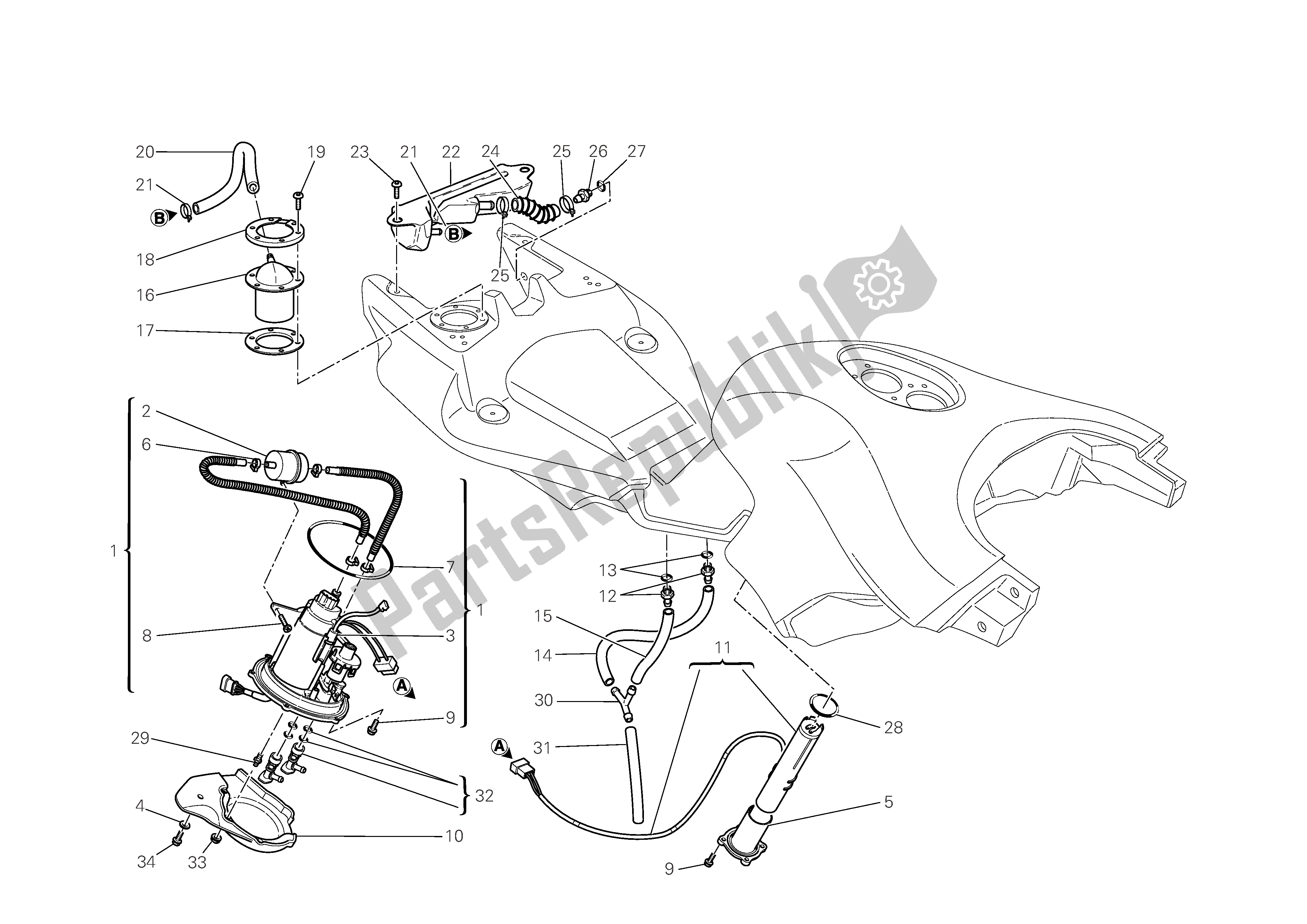 Todas las partes para Sistema De Combustible de Ducati Multistrada 1100 2009
