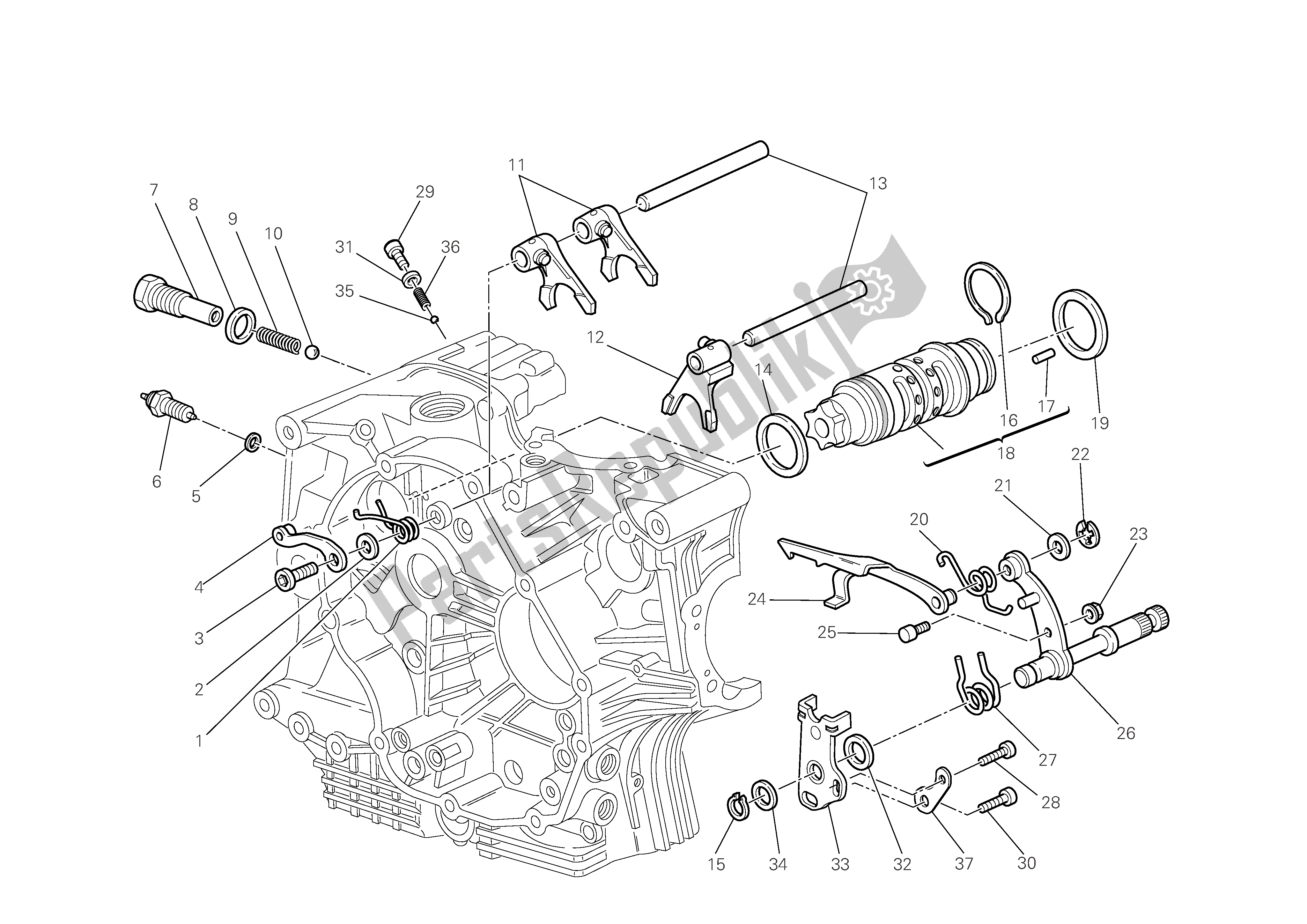 Alle onderdelen voor de Schakeling van de Ducati Multistrada 1100 2009