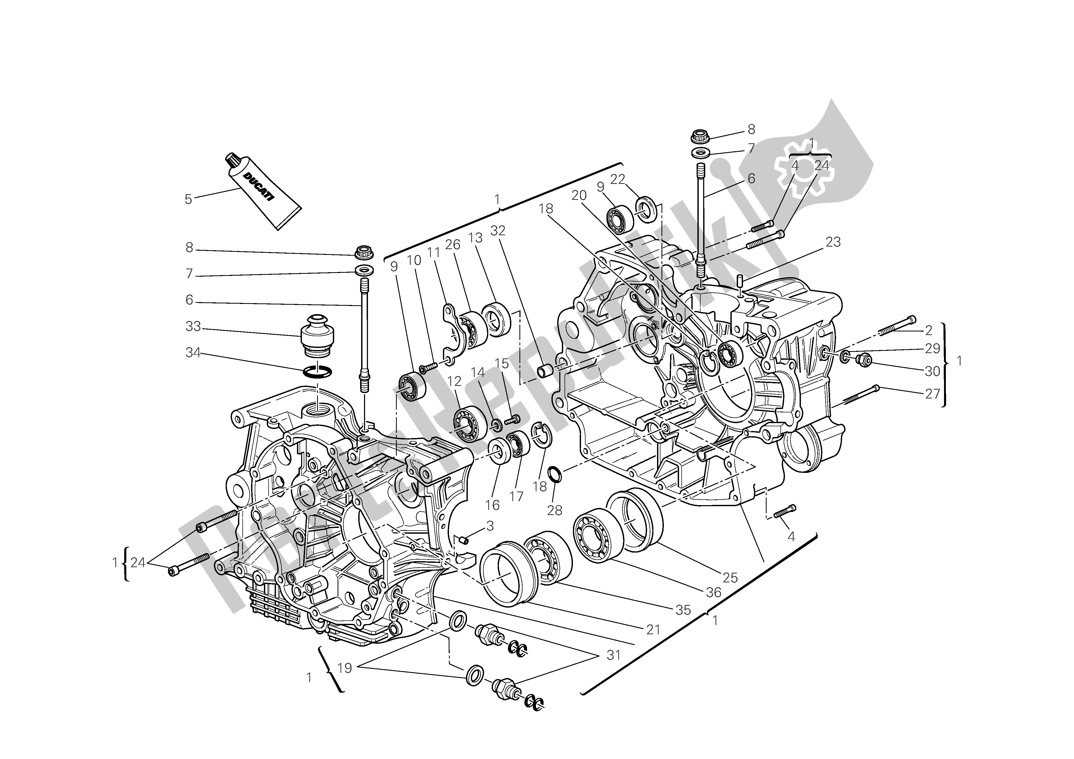 Tutte le parti per il Metà Del Carter del Ducati Multistrada 1100 2009