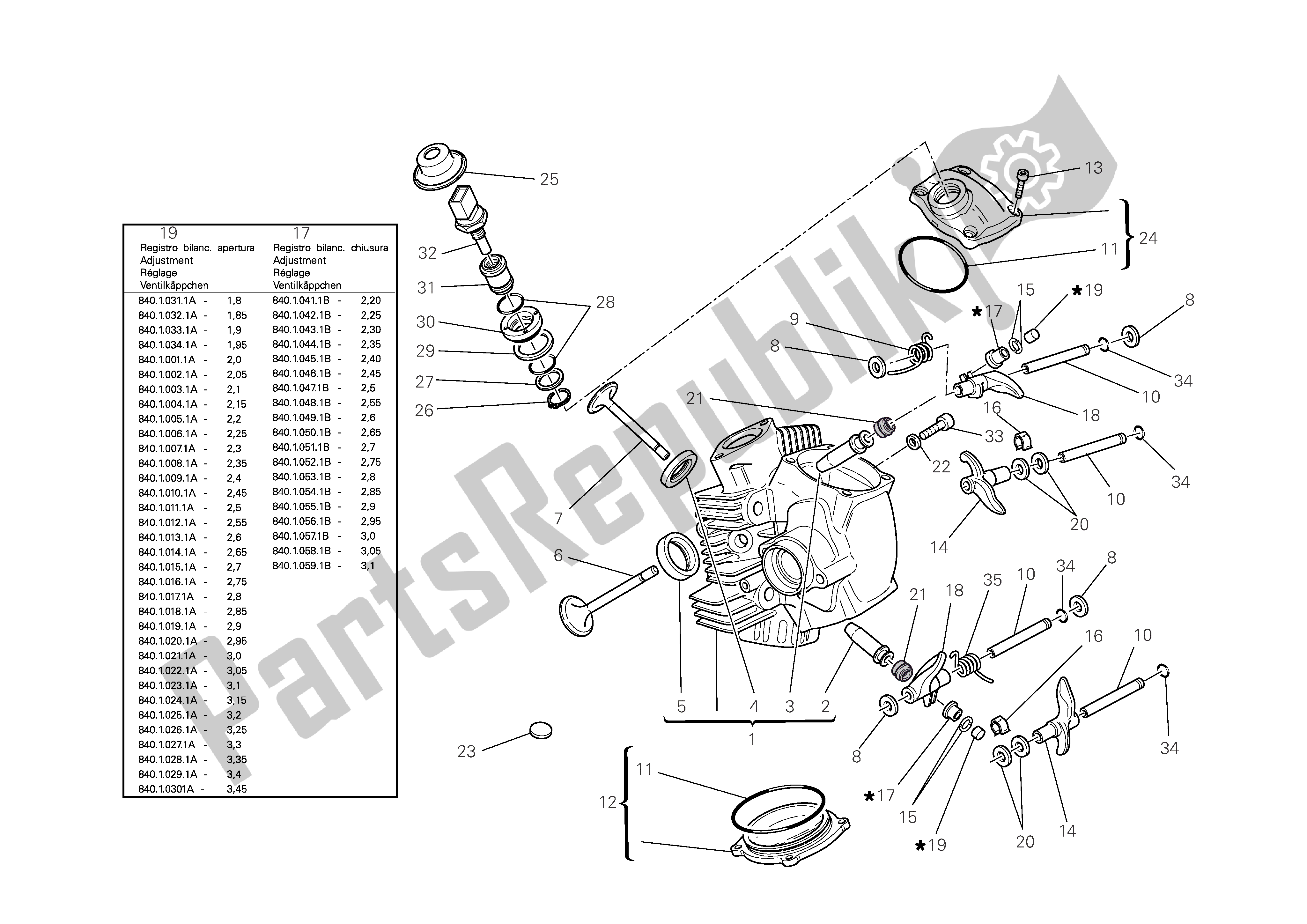 Tutte le parti per il Testata Orizzontale del Ducati Multistrada 1100 2009