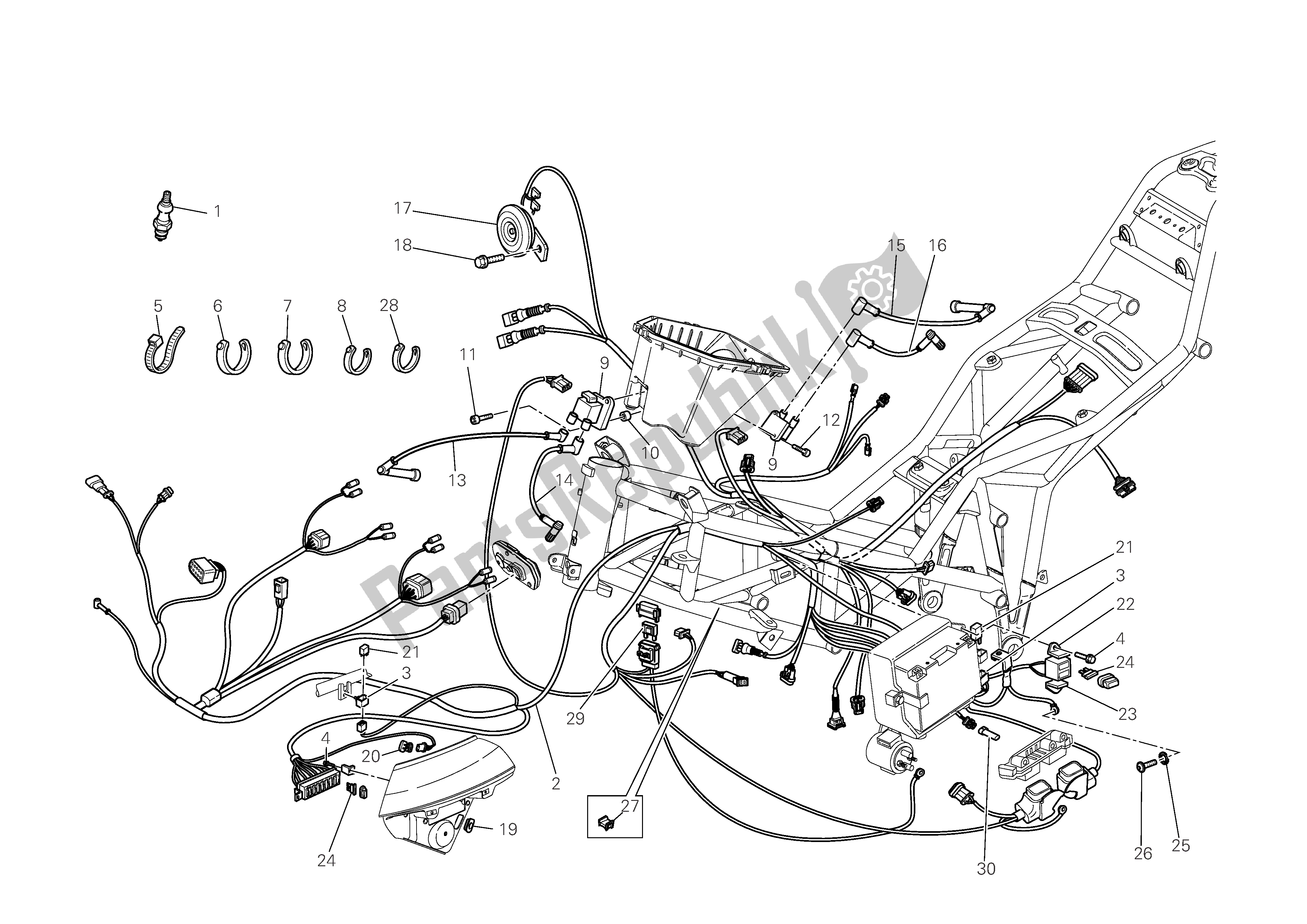 Tutte le parti per il Sistema Elettrico del Ducati Multistrada 1100 2009