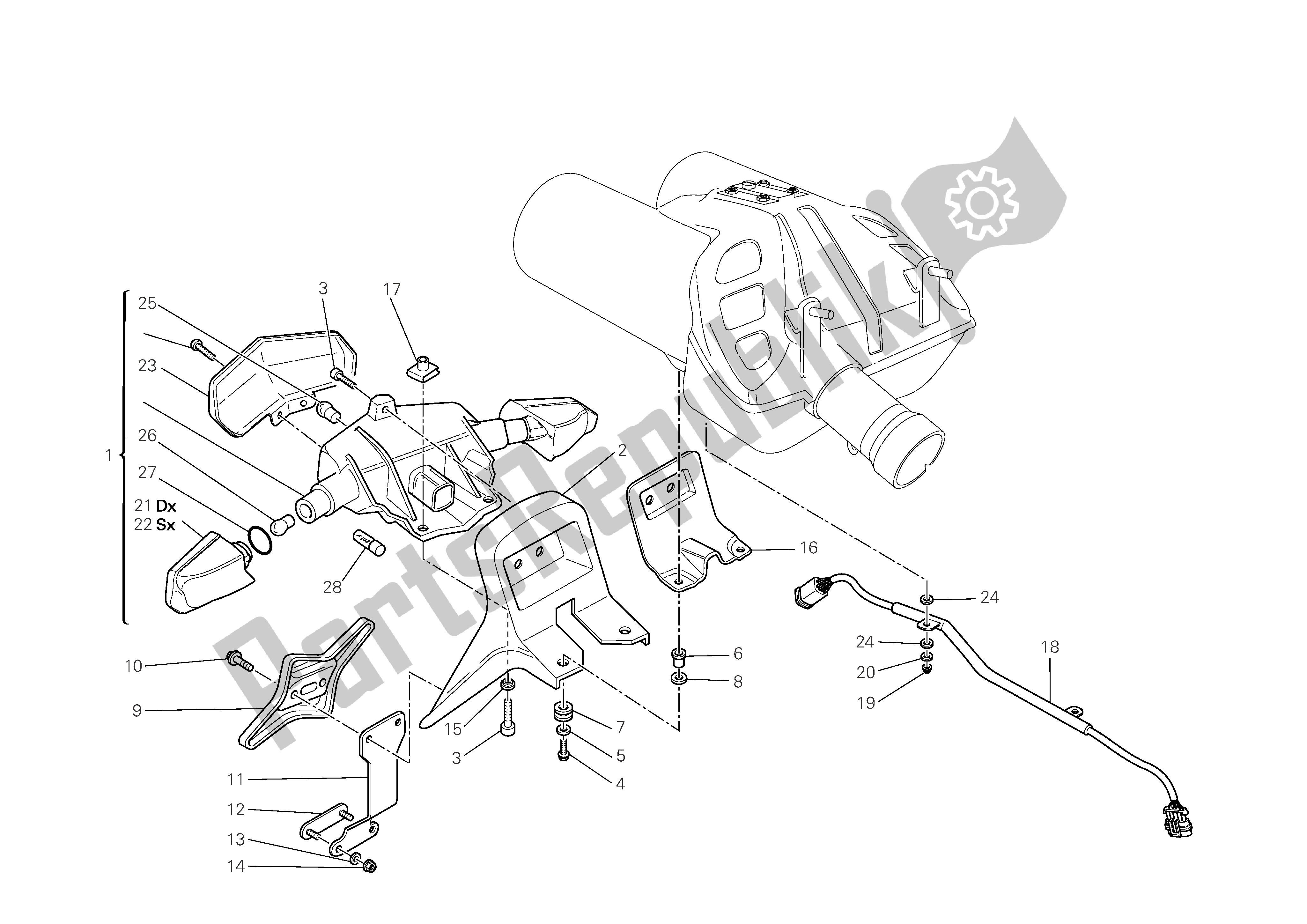 Alle onderdelen voor de Kentekenplaathouder - Achterlicht van de Ducati Multistrada 1100 2009