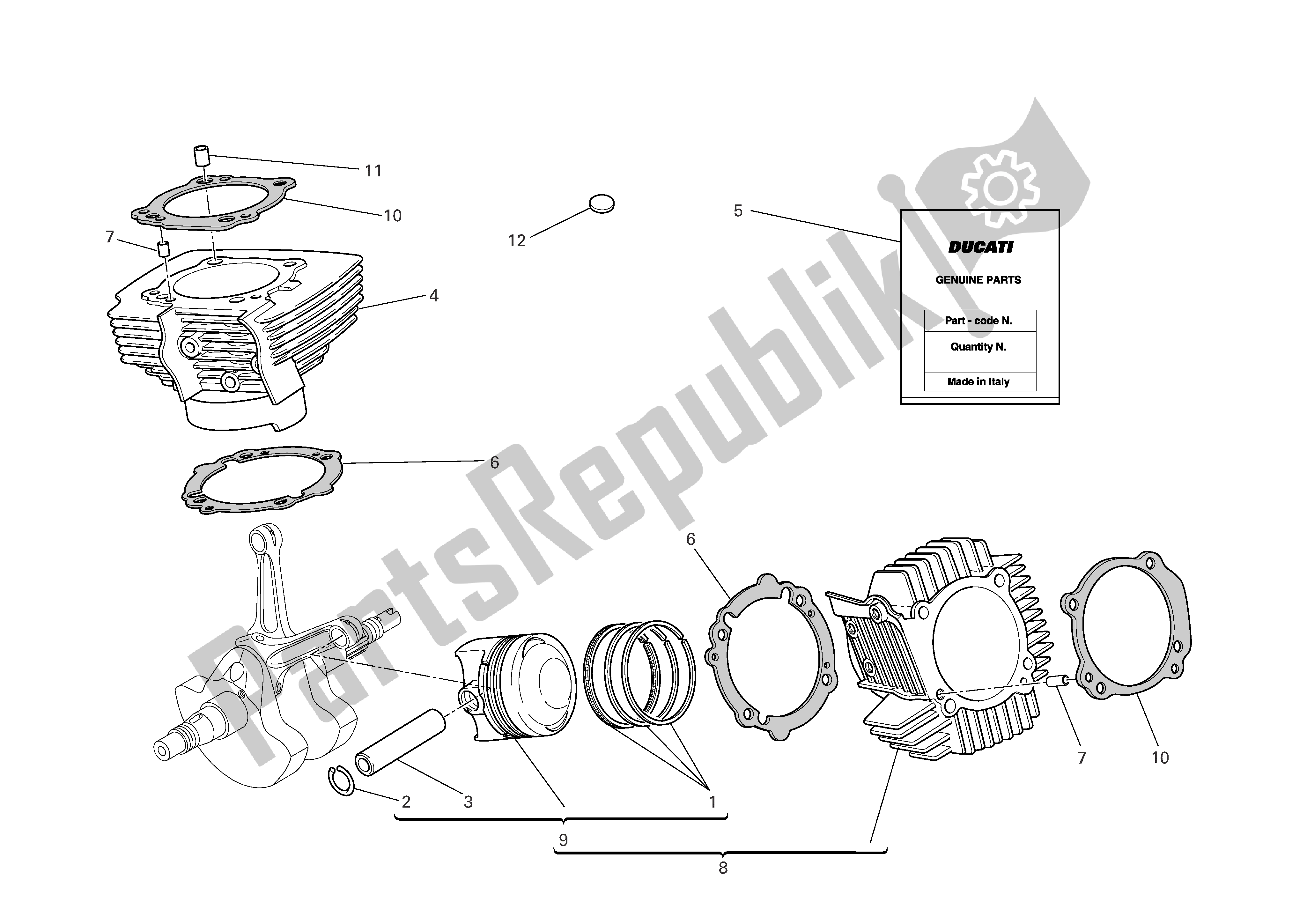 Alle onderdelen voor de Cilinders - Zuigers van de Ducati Multistrada S 1100 2007