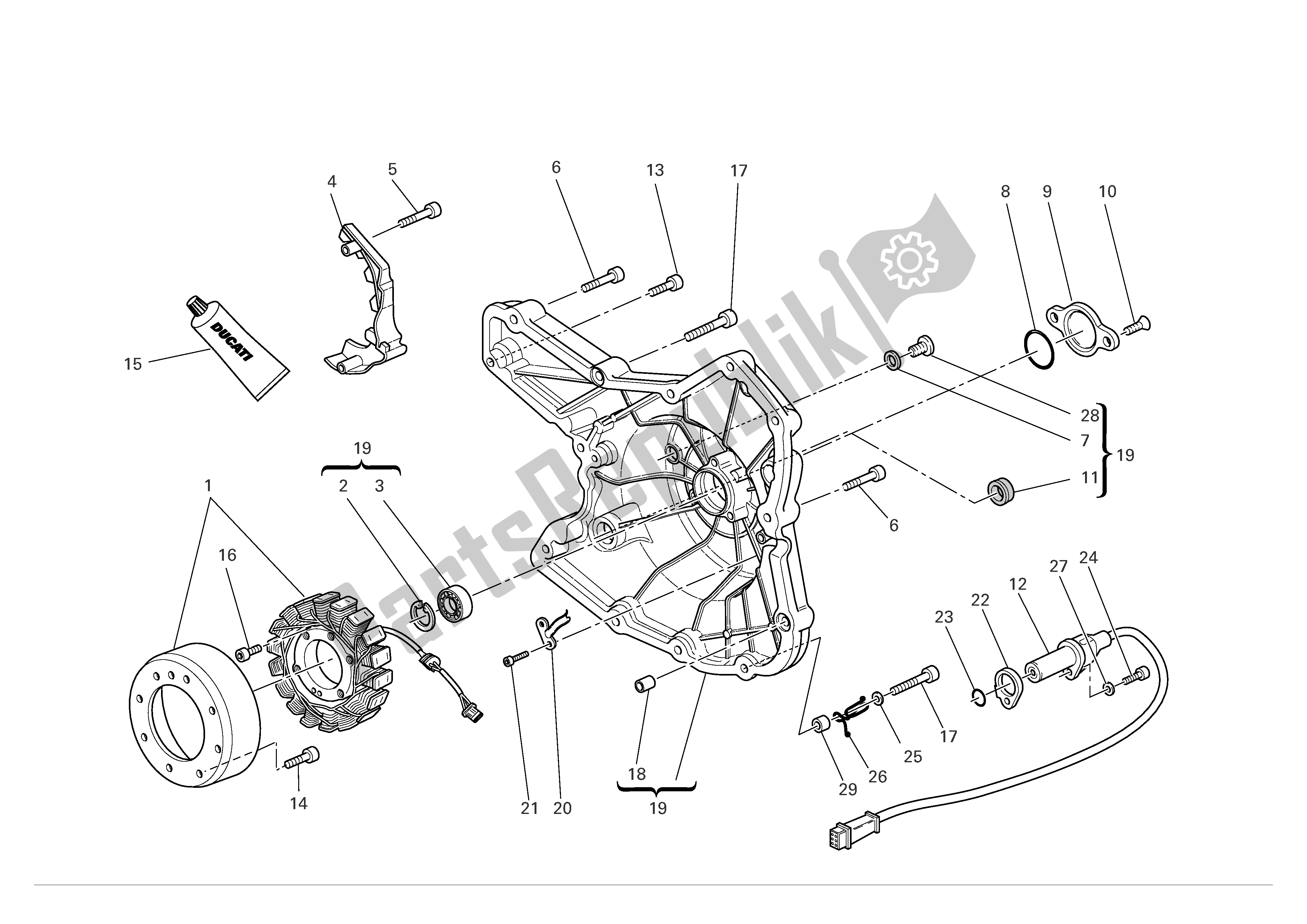 Wszystkie części do Pokrywa Skrzyni Korbowej Po Stronie Alternatora Ducati Multistrada S 1100 2007