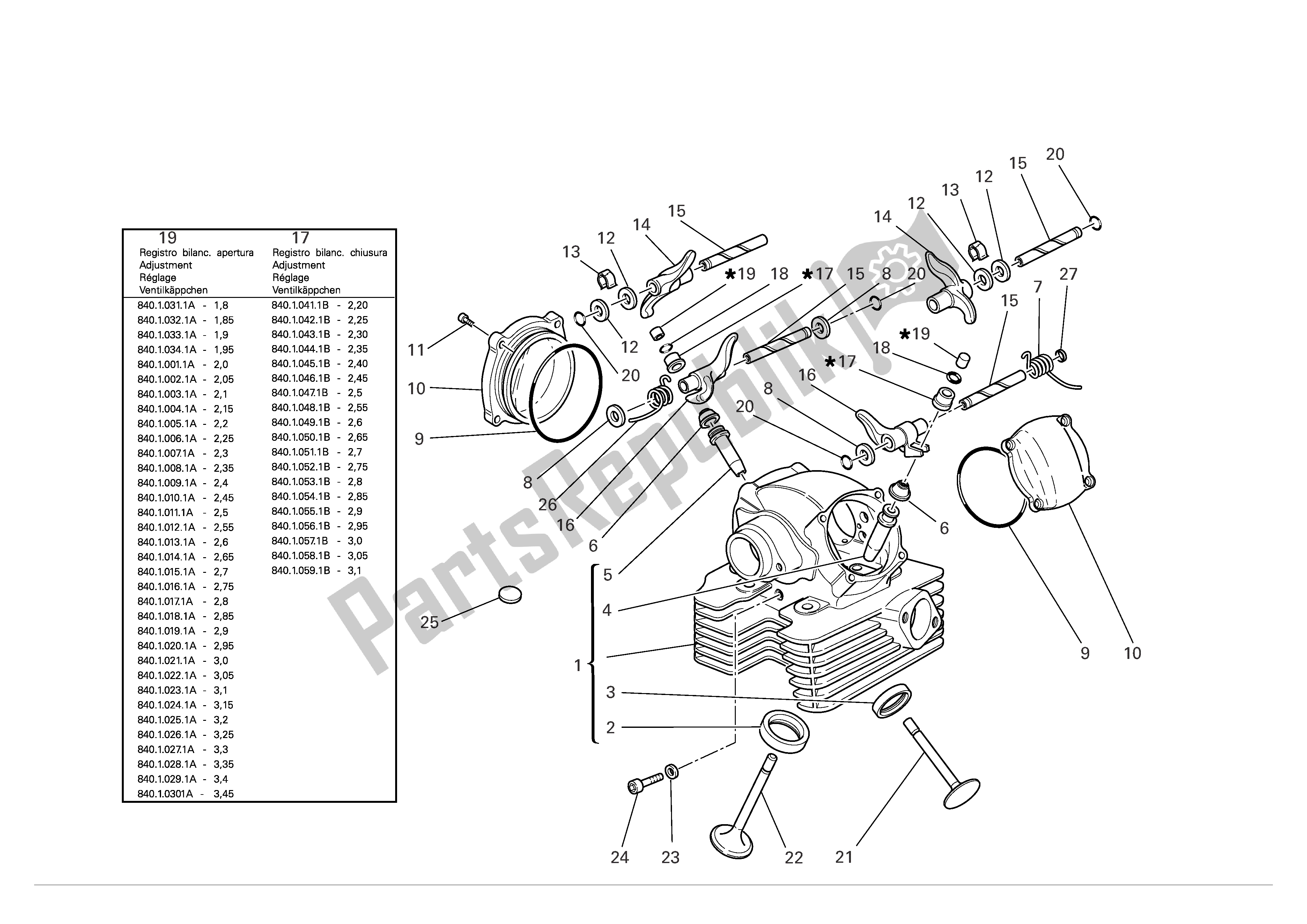 Alle onderdelen voor de Verticale Cilinderkop van de Ducati Multistrada S 1100 2007